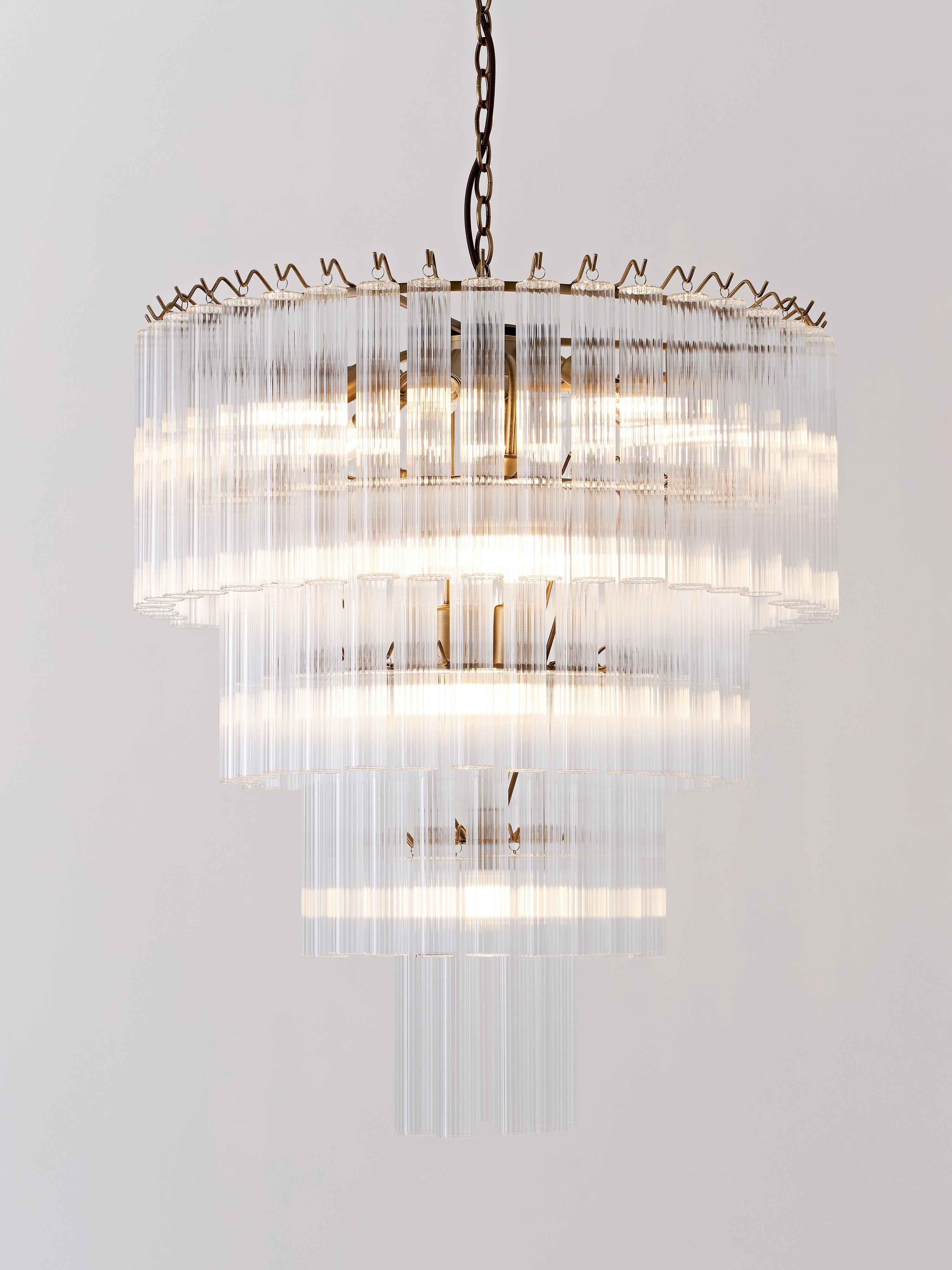 Grand lustre en verre Tove - Transparent, doré