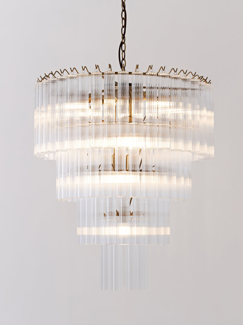 Grand lustre en verre Tove - Transparent, doré