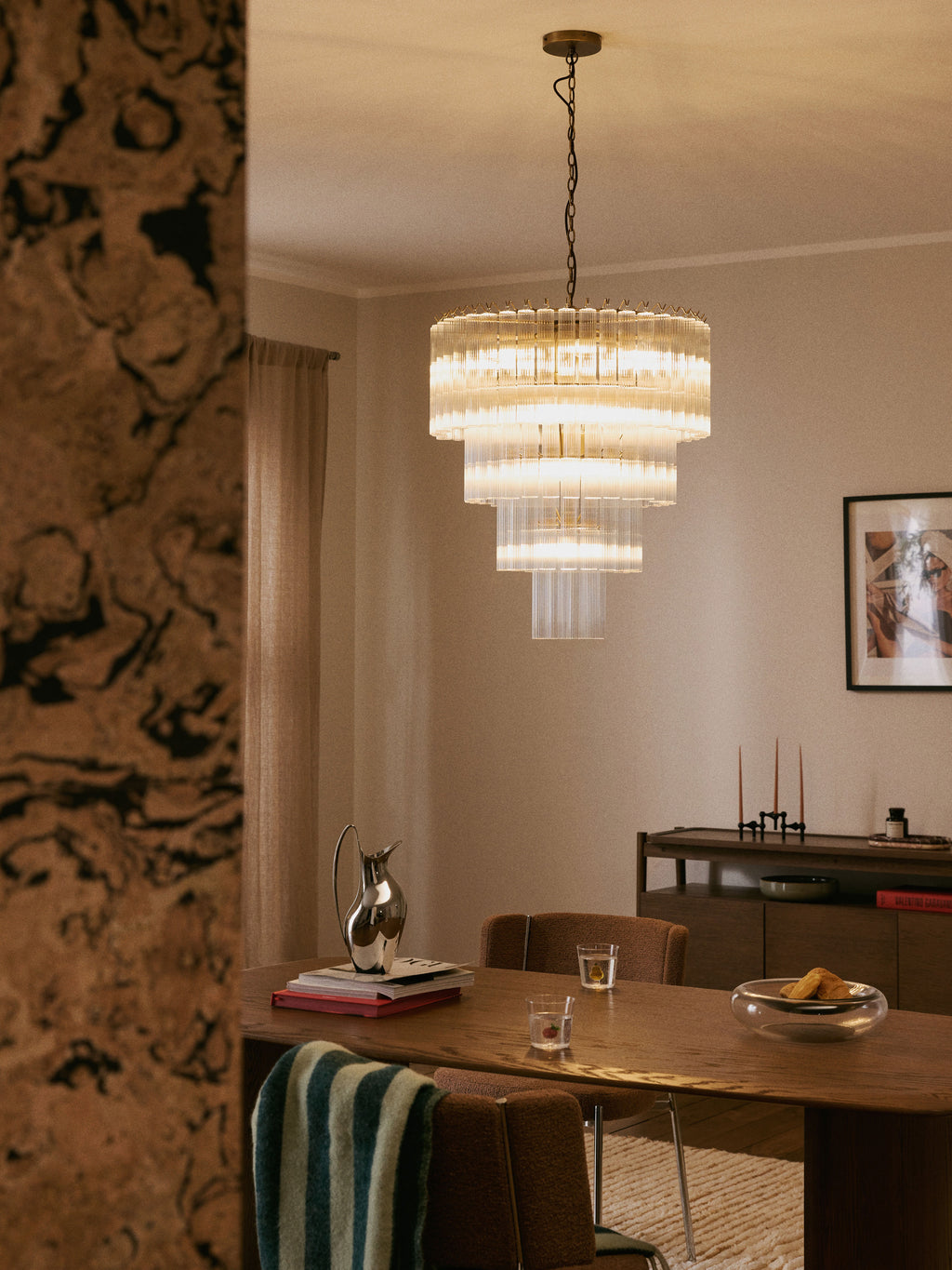 Grand lustre en verre Tove - Transparent, doré