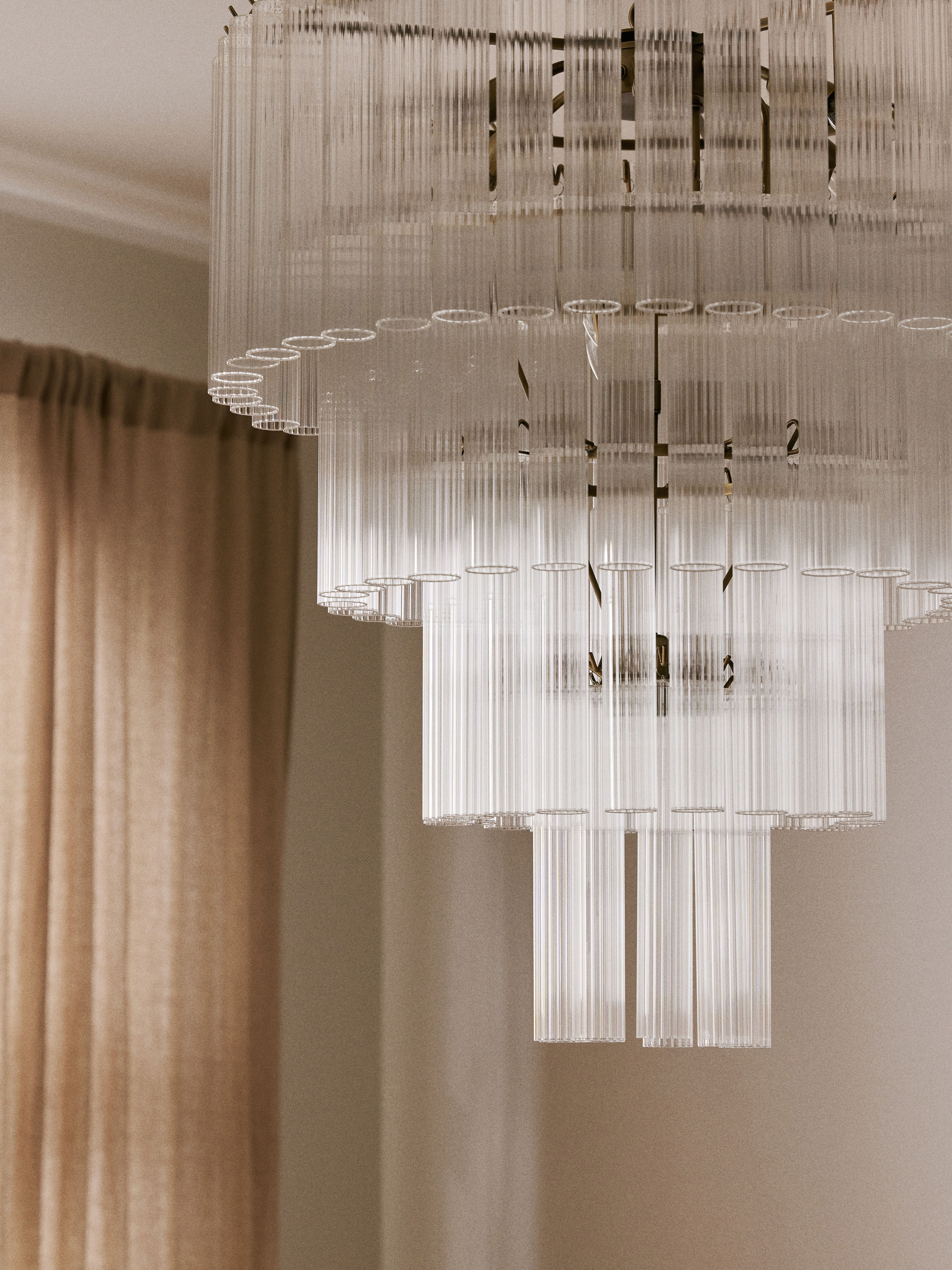 Grand lustre en verre Tove - Transparent, doré