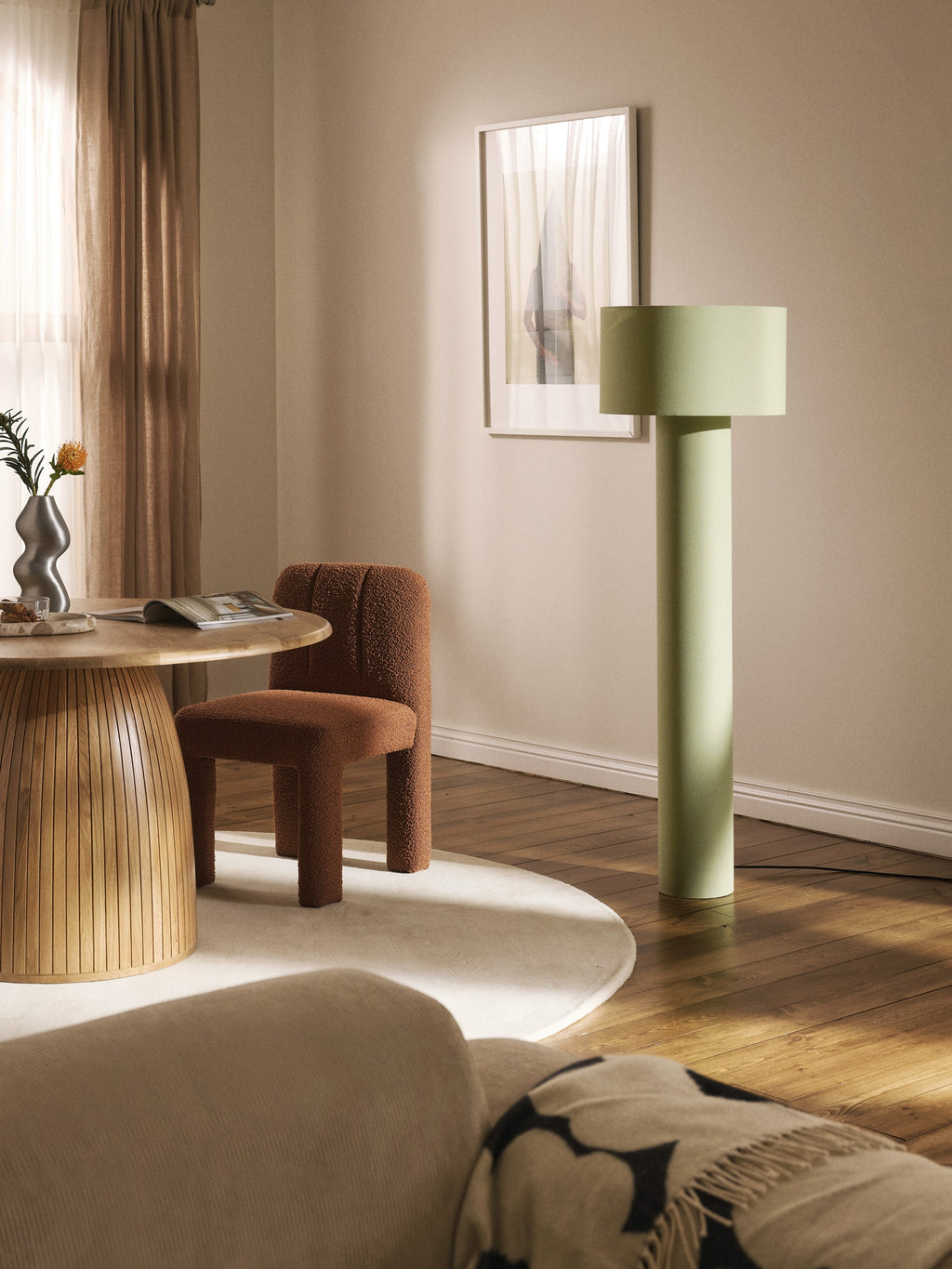 Lampadaire en lin Tomi - Lin vert clair