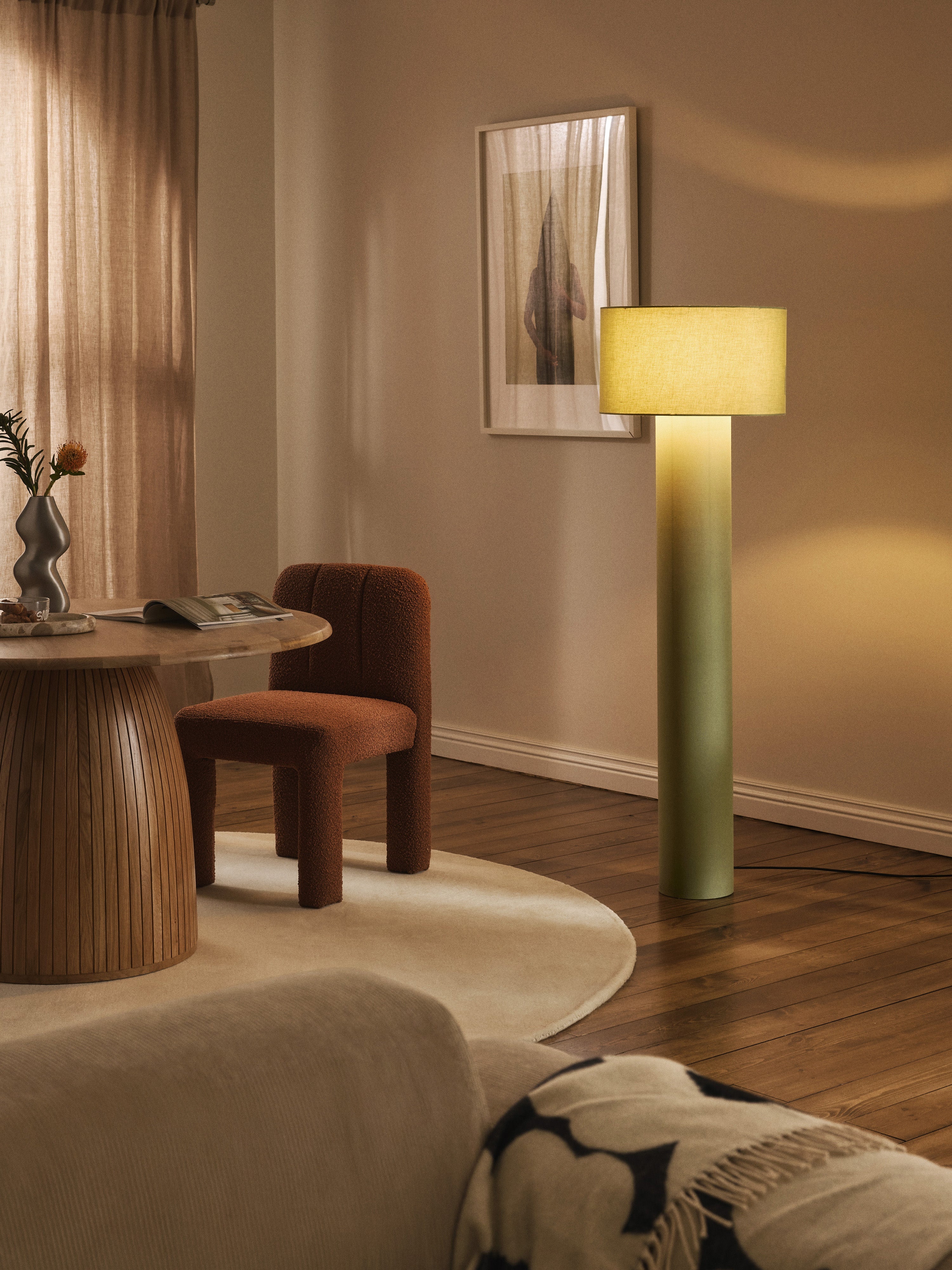 Lampadaire en lin Tomi - Lin vert clair