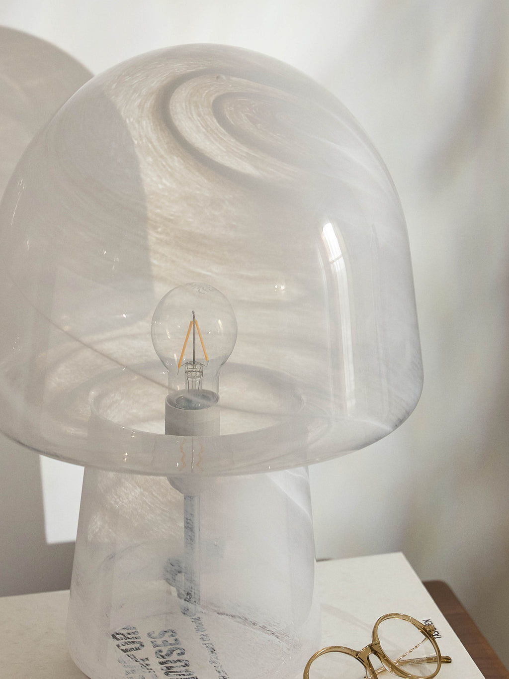 Lampe à poser effet marbre Ean - Blanc, aspect marbre