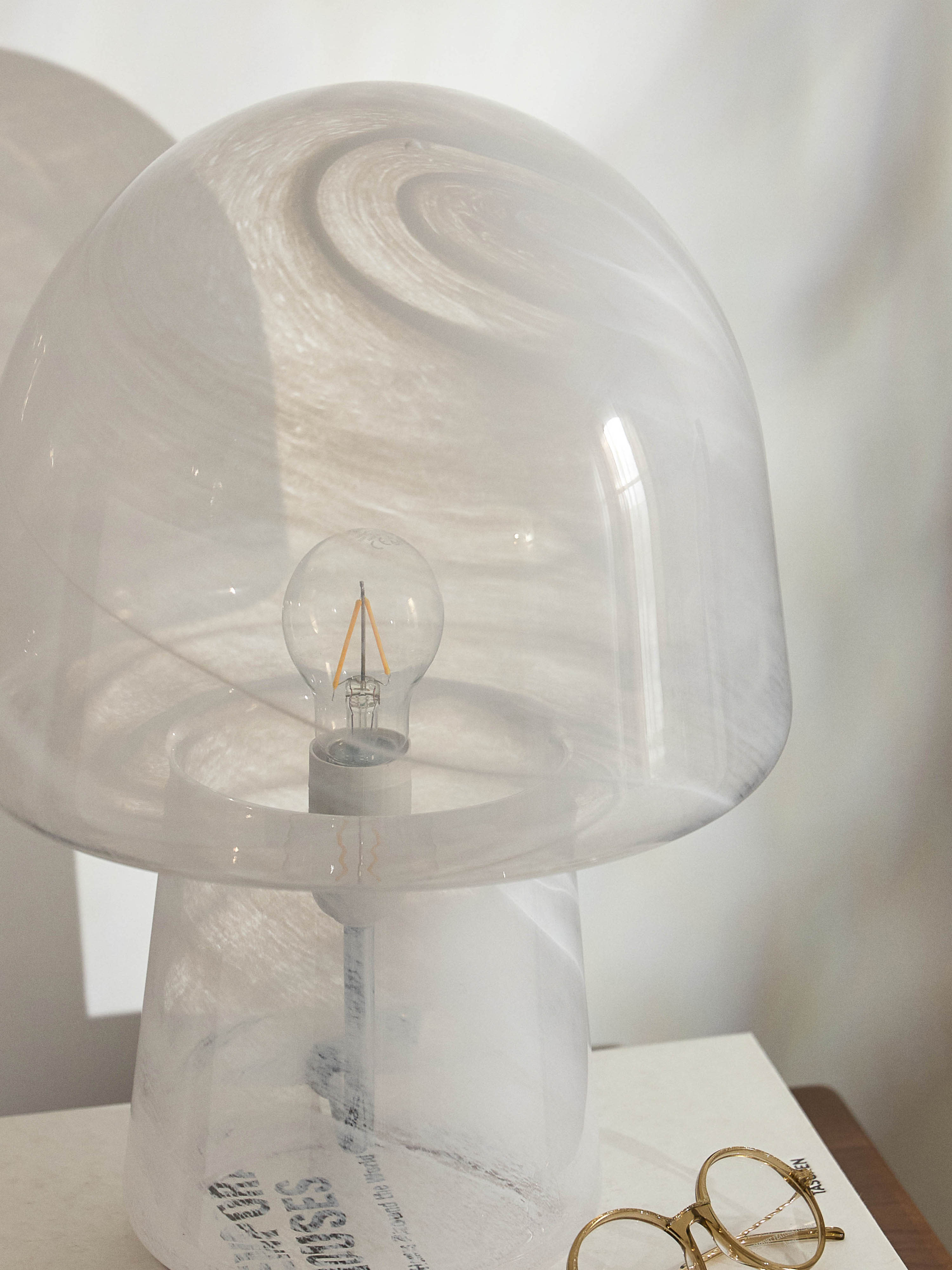 Lampe à poser effet marbre Ean - Blanc, aspect marbre