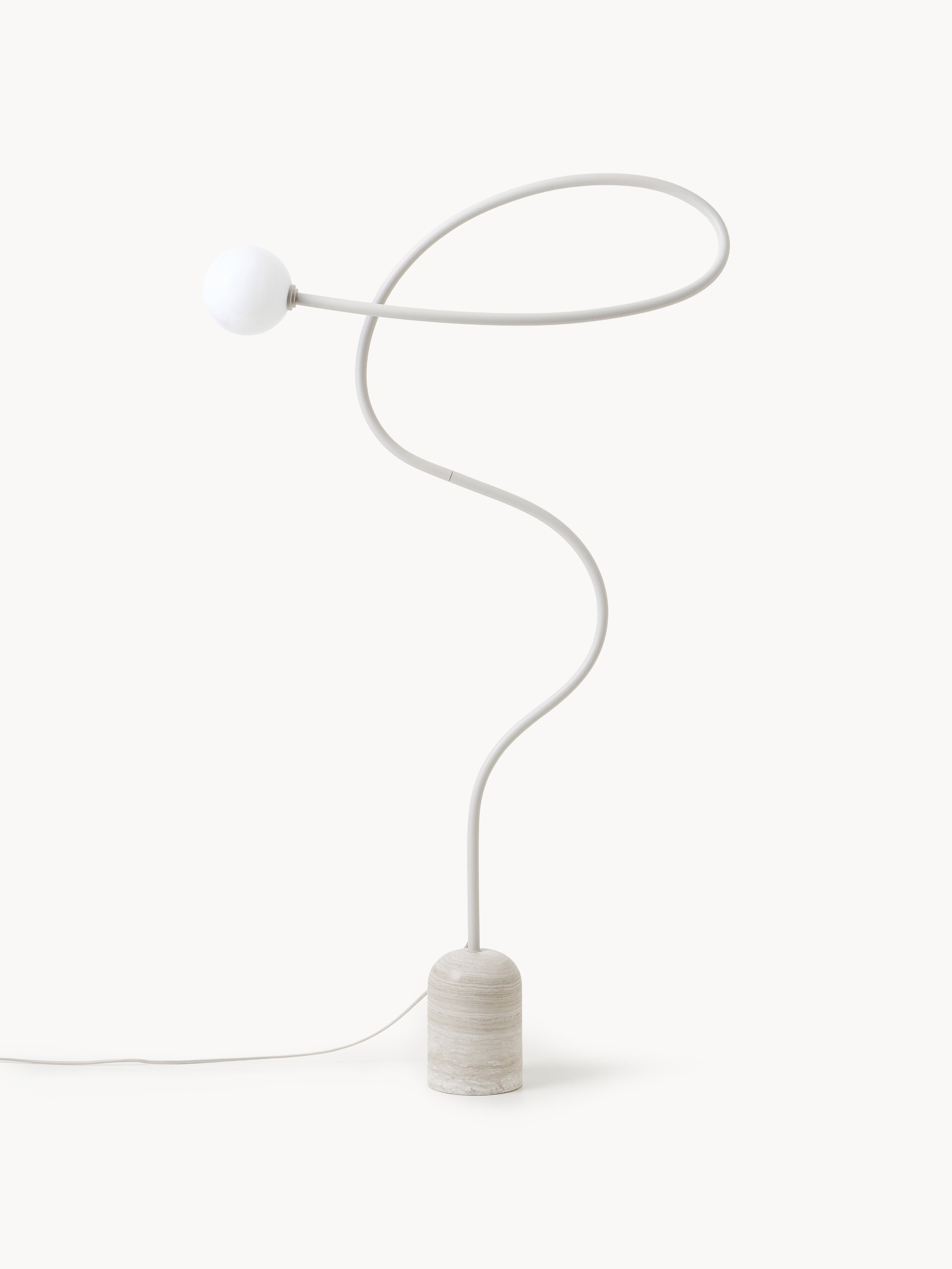 Lampadaire avec pied en marbre Akseli - Beige, marbre