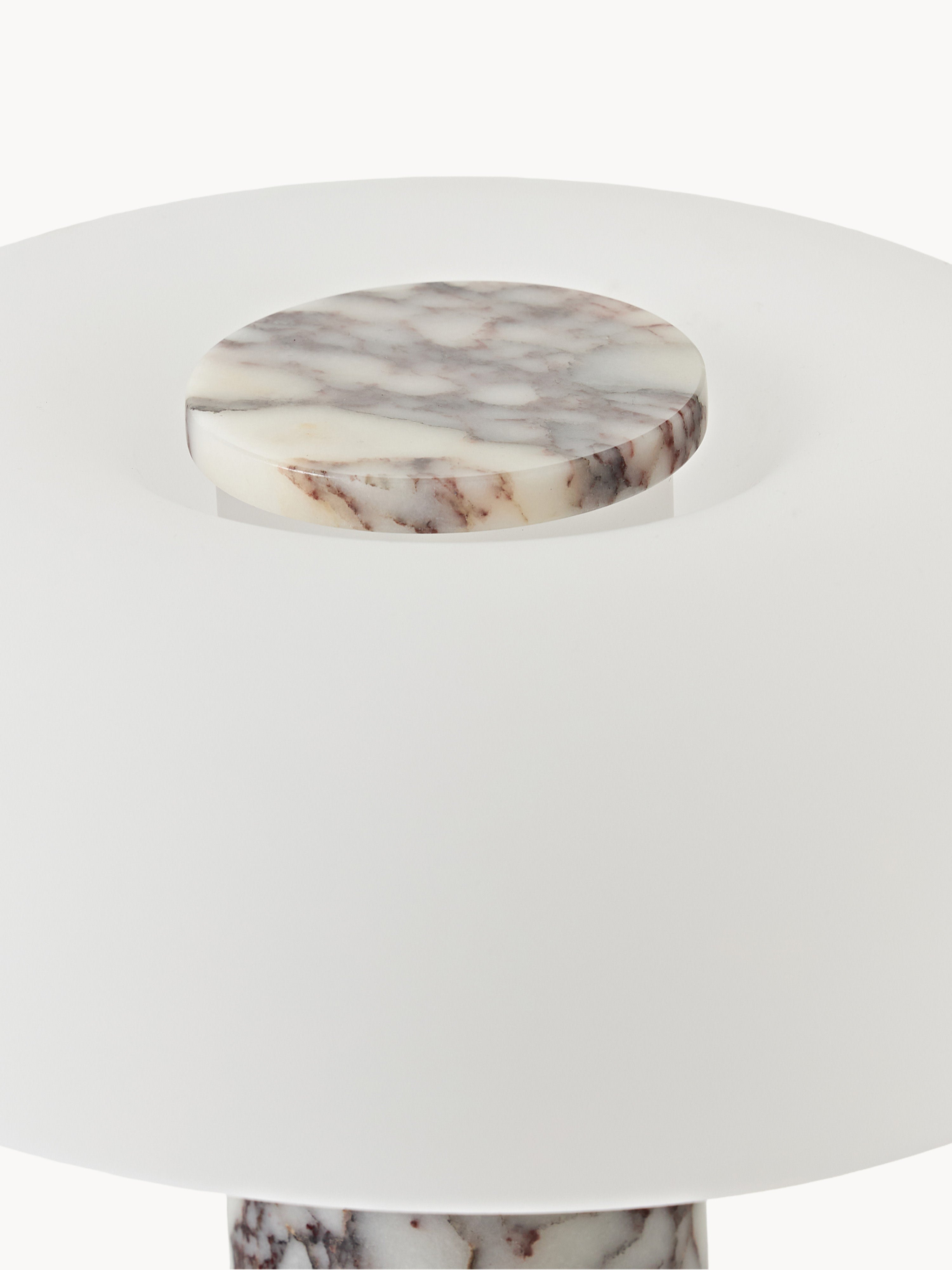 Lampe à poser avec pied en marbre Quinn - Marbre blanc, tons gris