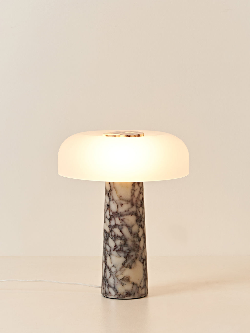 Lampe à poser avec pied en marbre Quinn - Marbre blanc, tons gris