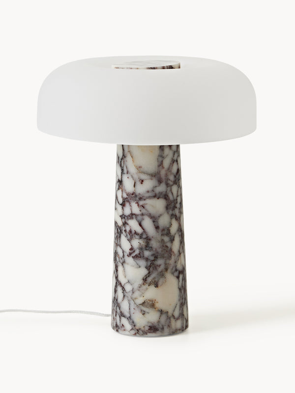 Lampe à poser avec pied en marbre Quinn - Marbre blanc, tons gris