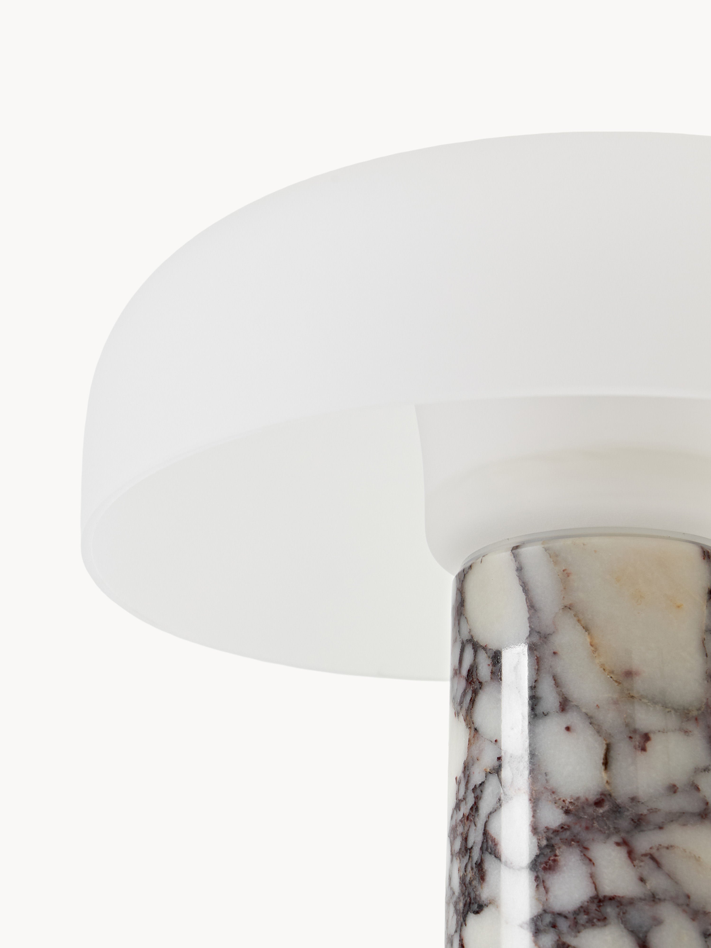 Lampe à poser avec pied en marbre Quinn - Marbre blanc, tons gris