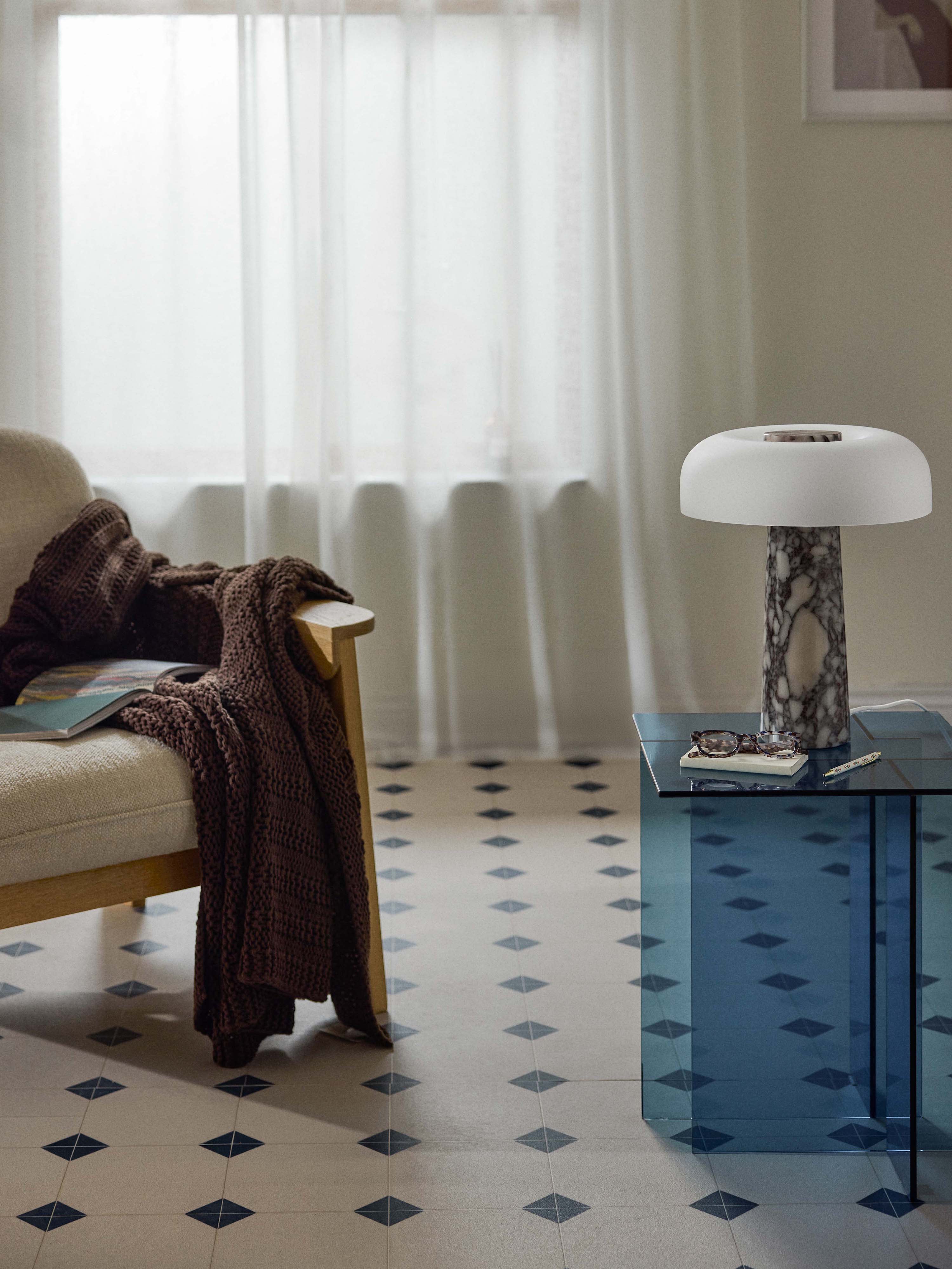 Lampe à poser avec pied en marbre Quinn - Marbre blanc, tons gris