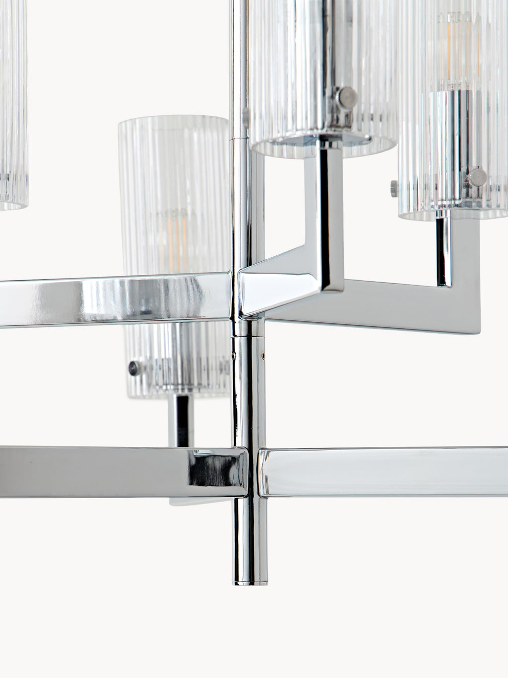 Suspension en verre cannelé - Argenté, transparent