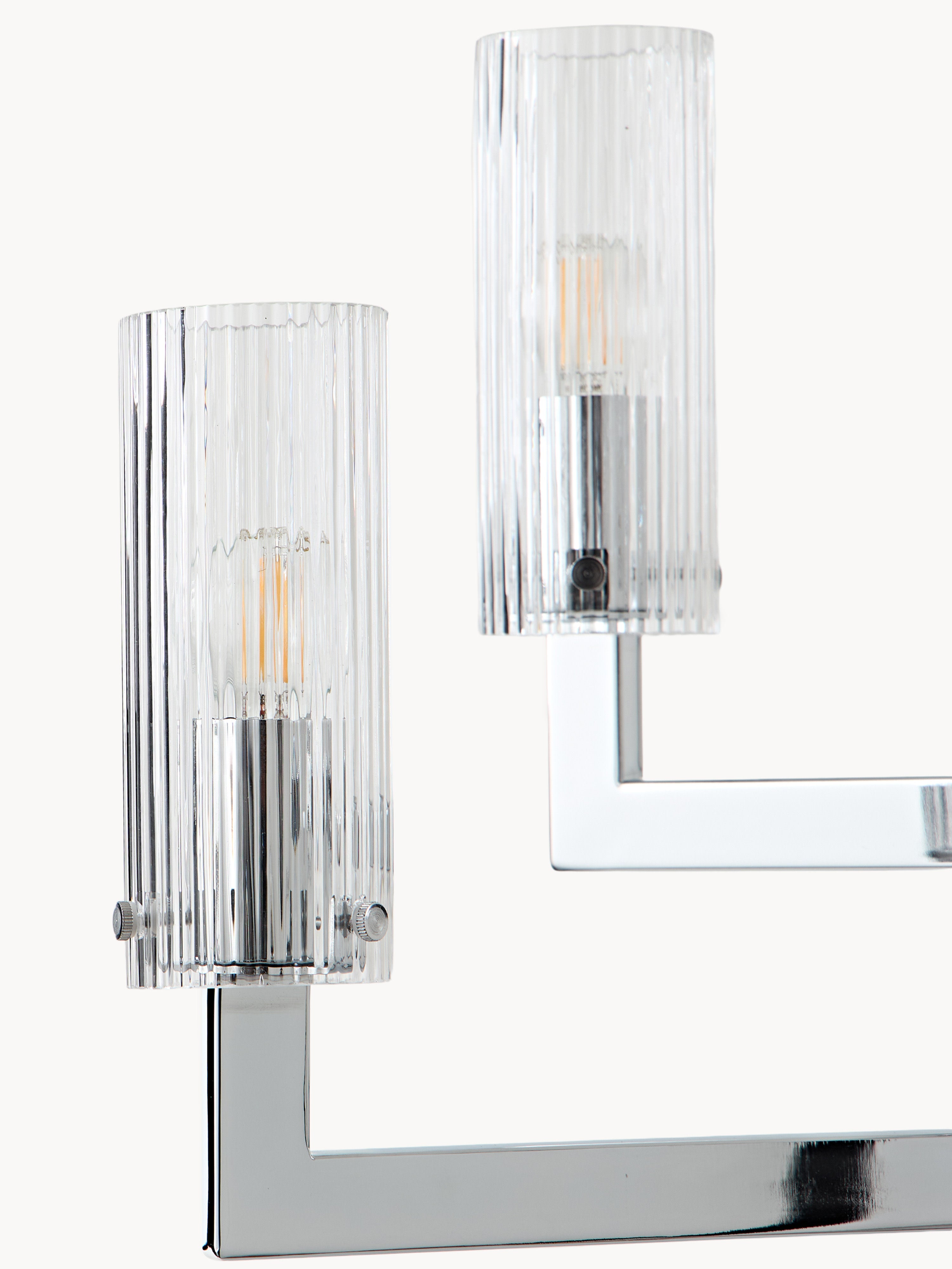 Suspension en verre cannelé - Argenté, transparent