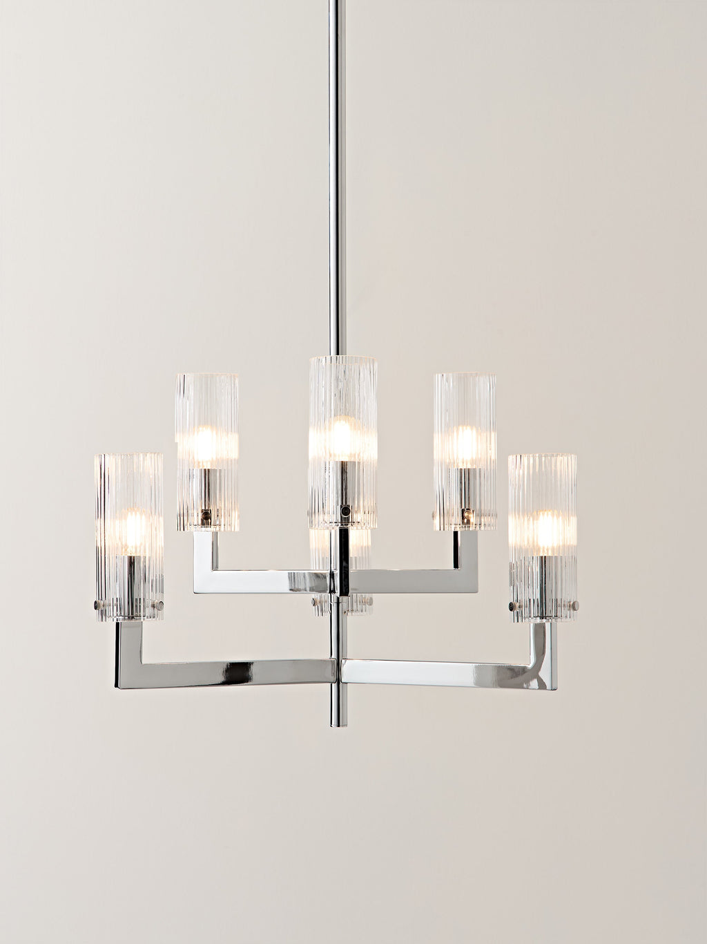 Suspension en verre cannelé - Argenté, transparent