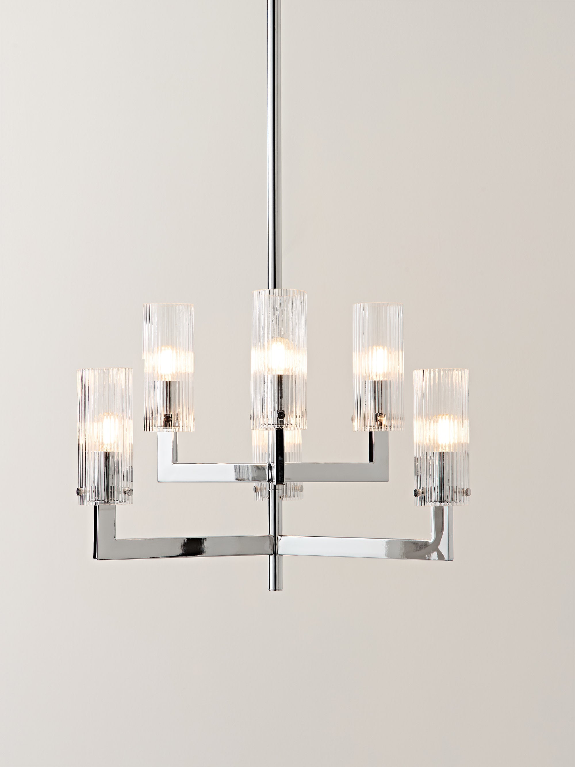 Suspension en verre cannelé - Argenté, transparent