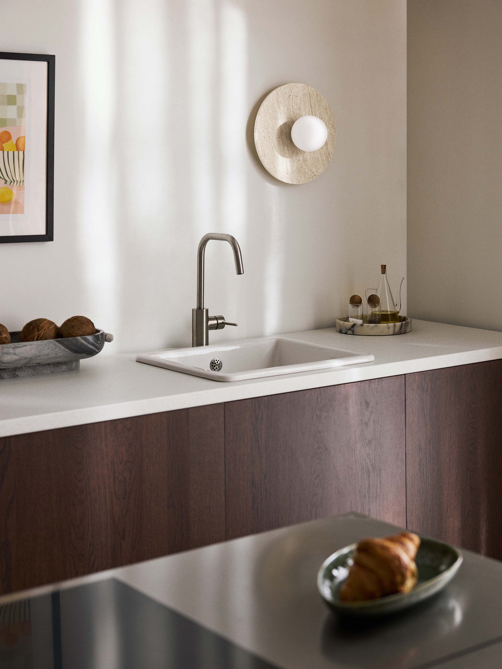 Applique murale/plafonnier en travertin Alto - Travertin beige clair