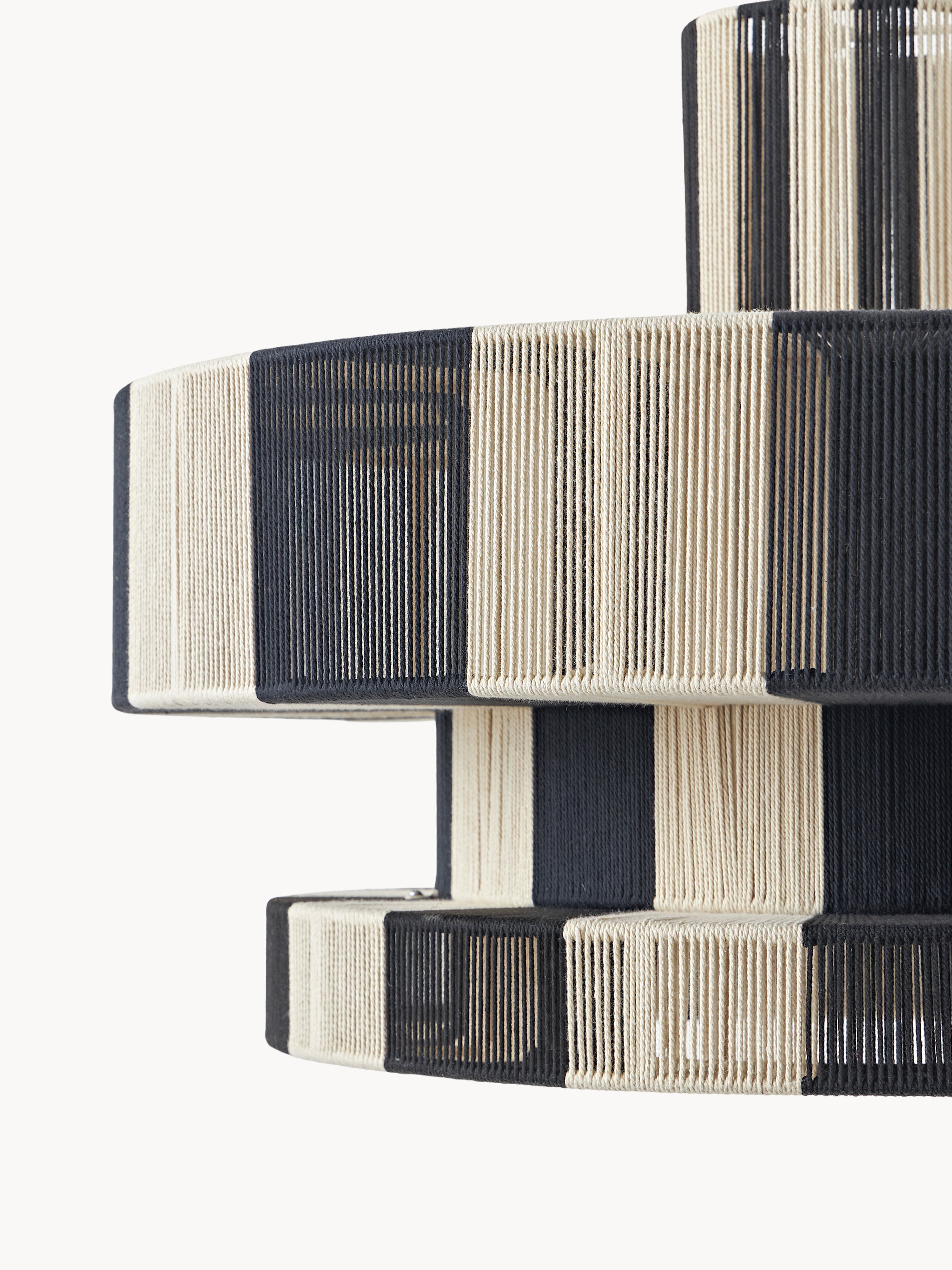 Grande suspension en lin Matias - Beige clair, noir
