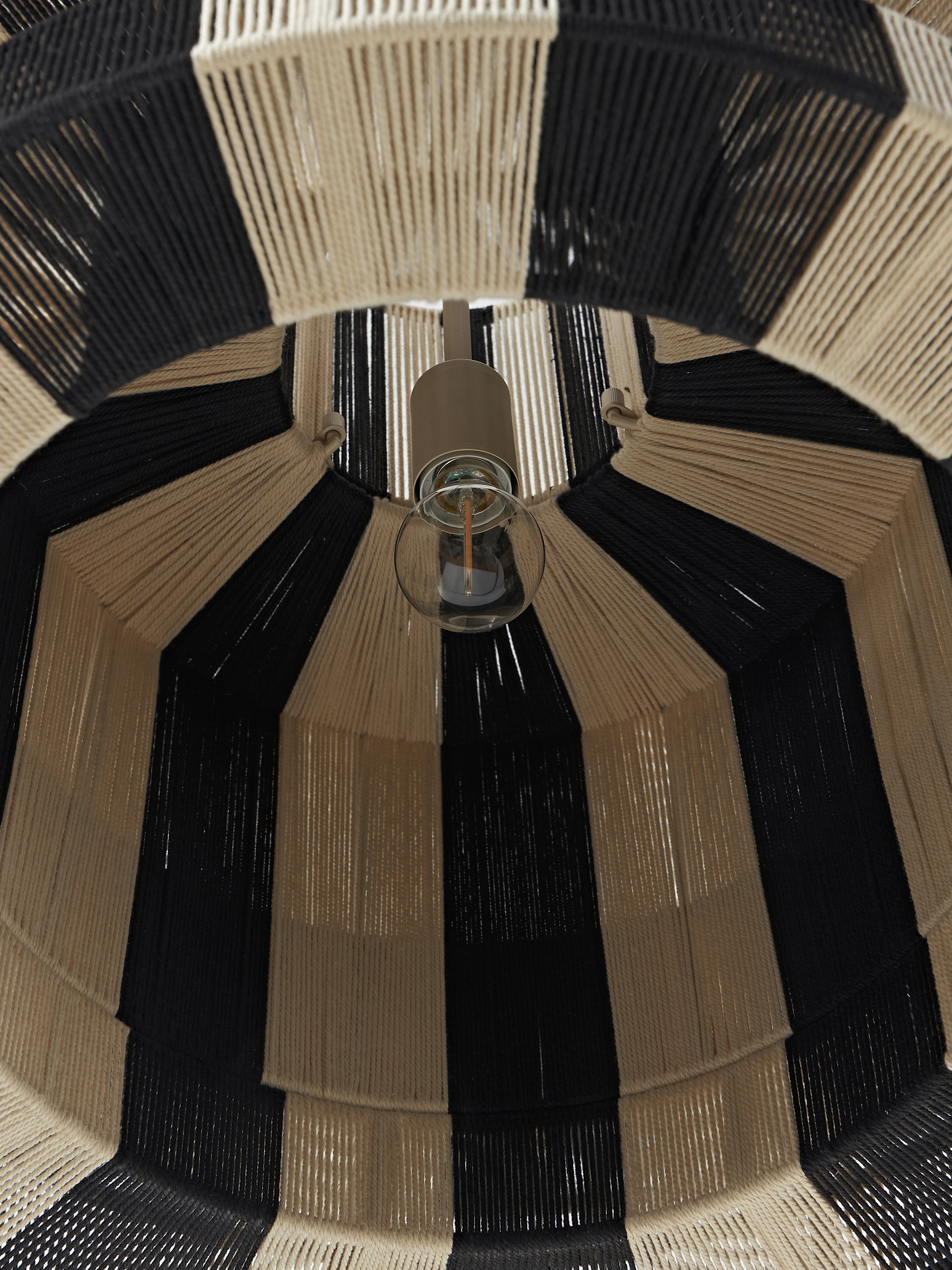 Grande suspension en lin Matias - Beige clair, noir