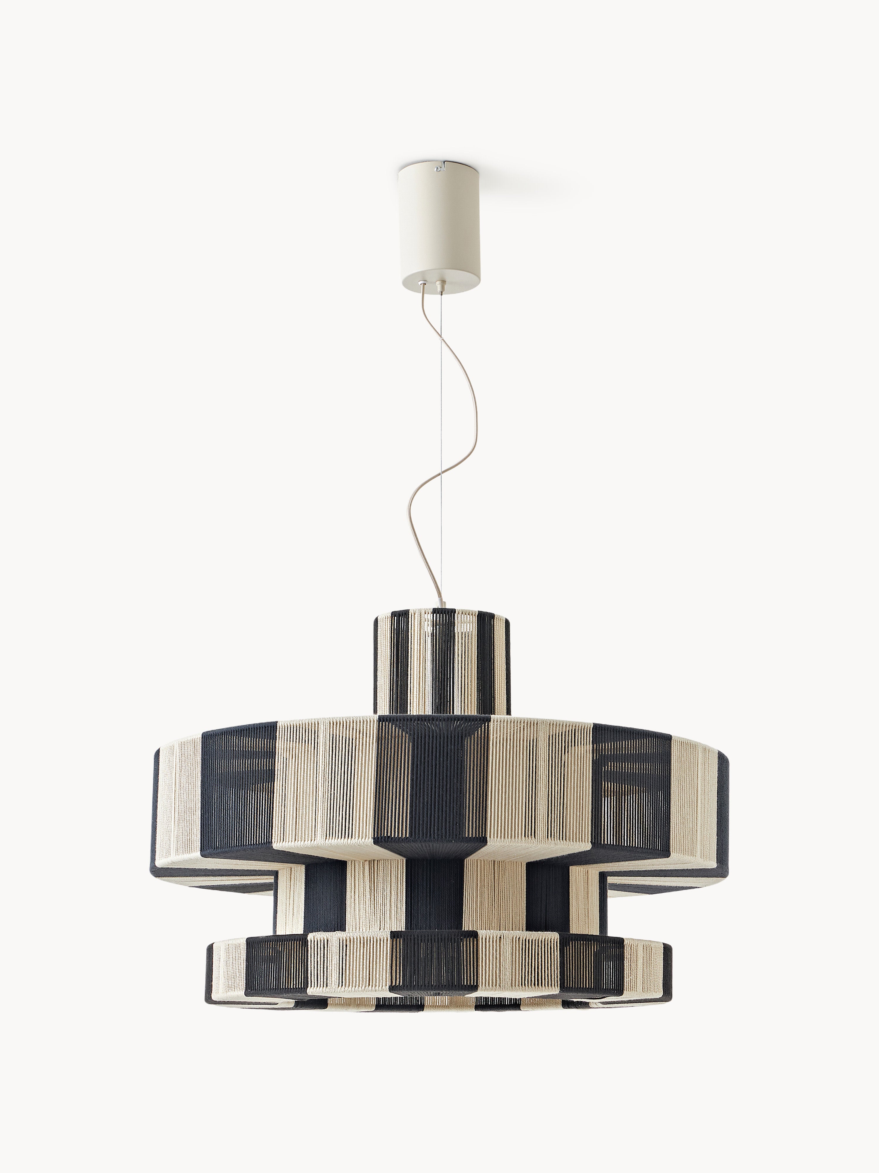 Grande suspension en lin Matias - Beige clair, noir
