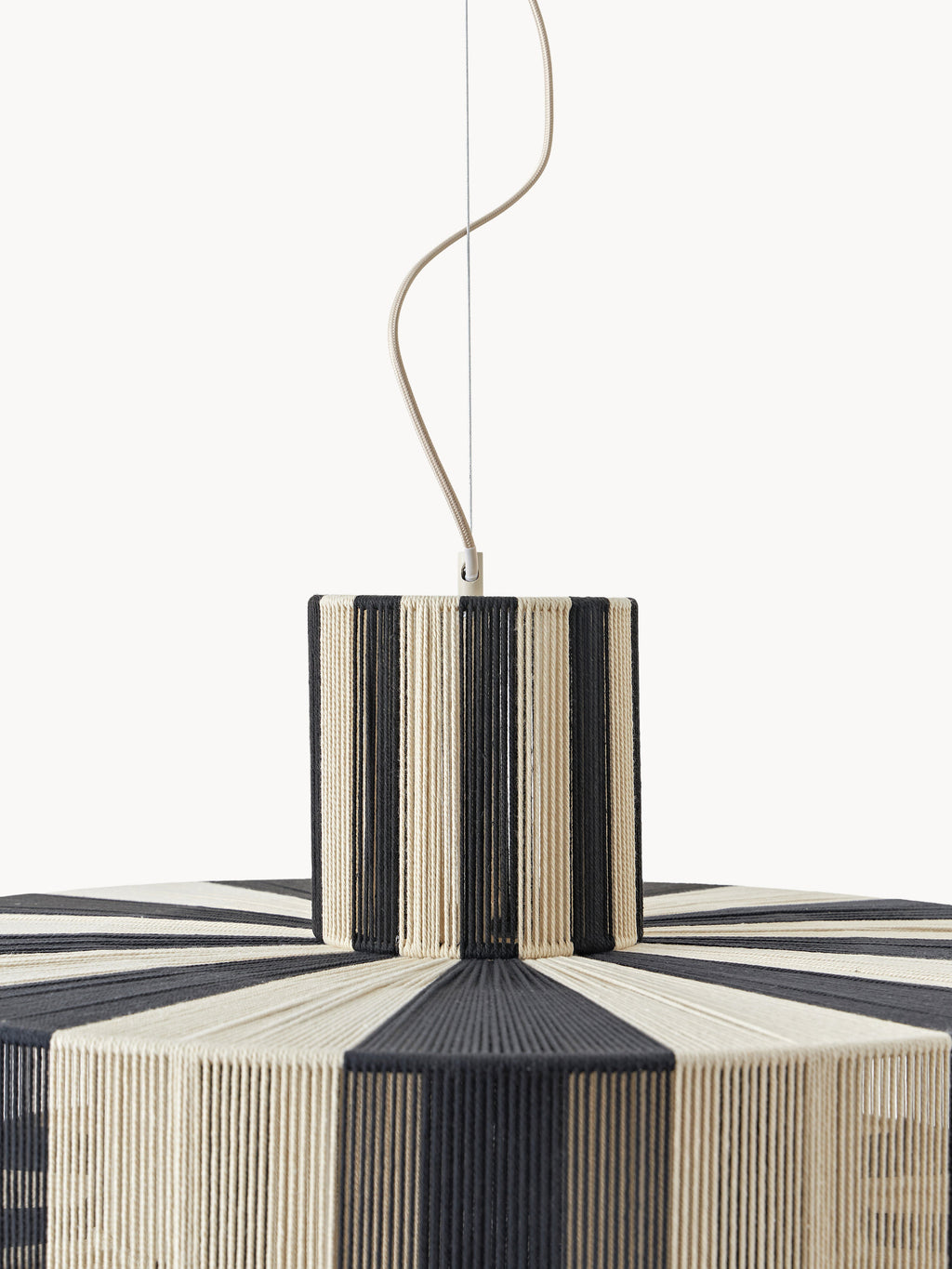 Grande suspension en lin Matias - Beige clair, noir