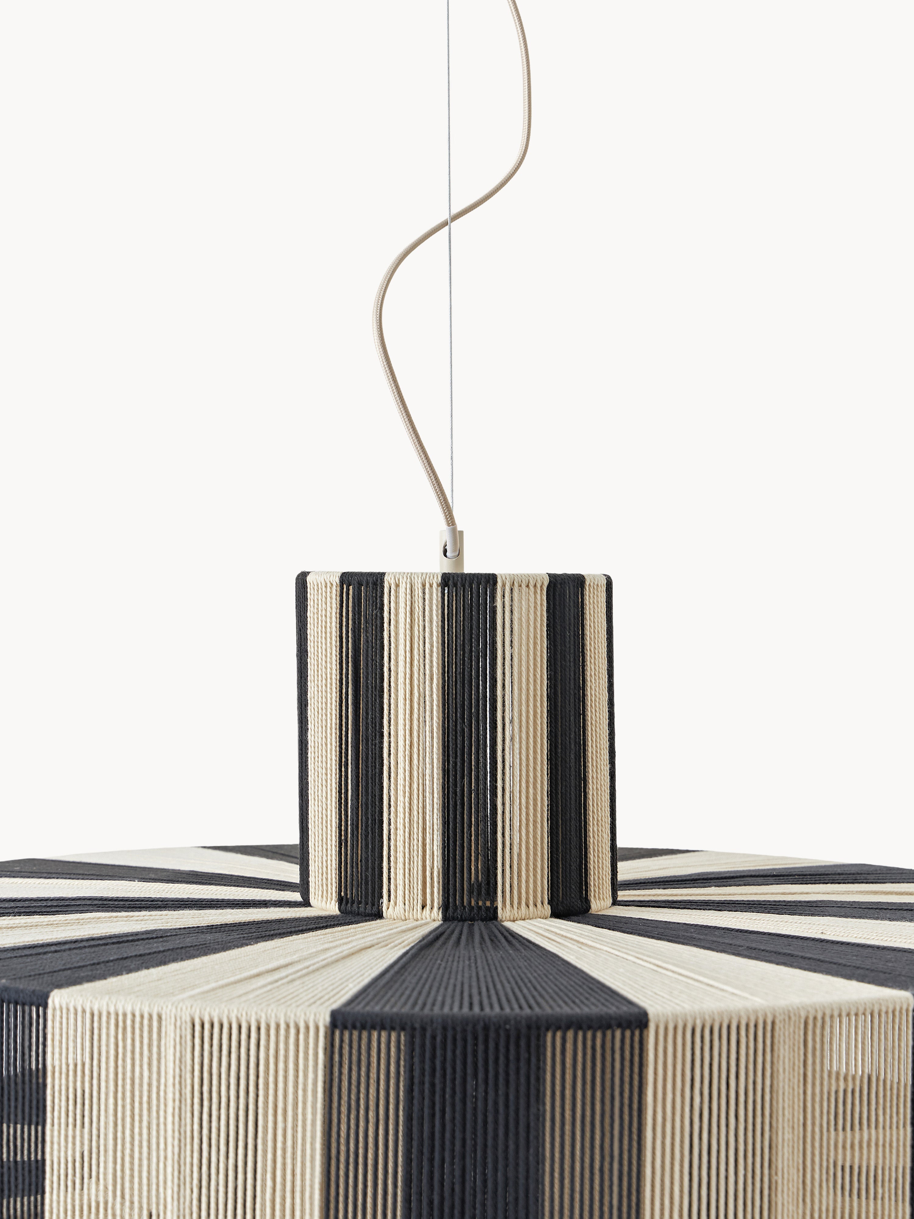 Grande suspension en lin Matias - Beige clair, noir