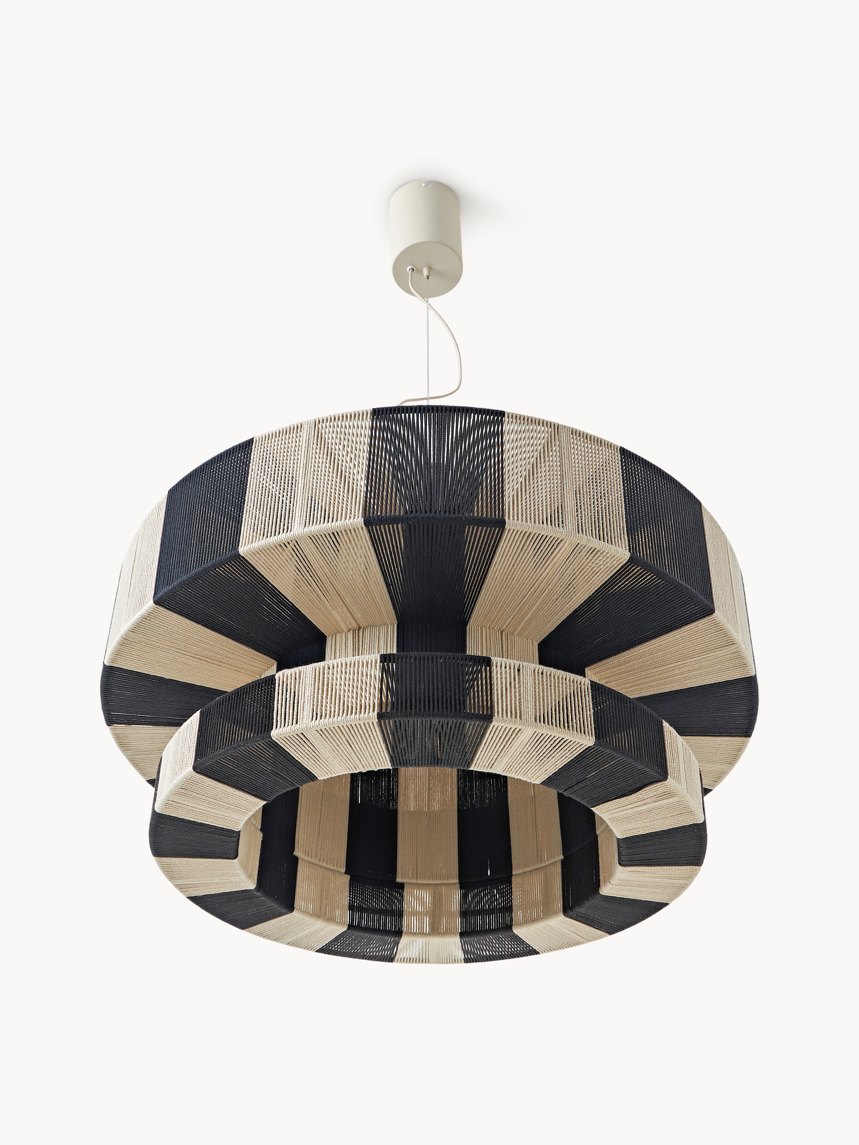 Grande suspension en lin Matias - Beige clair, noir