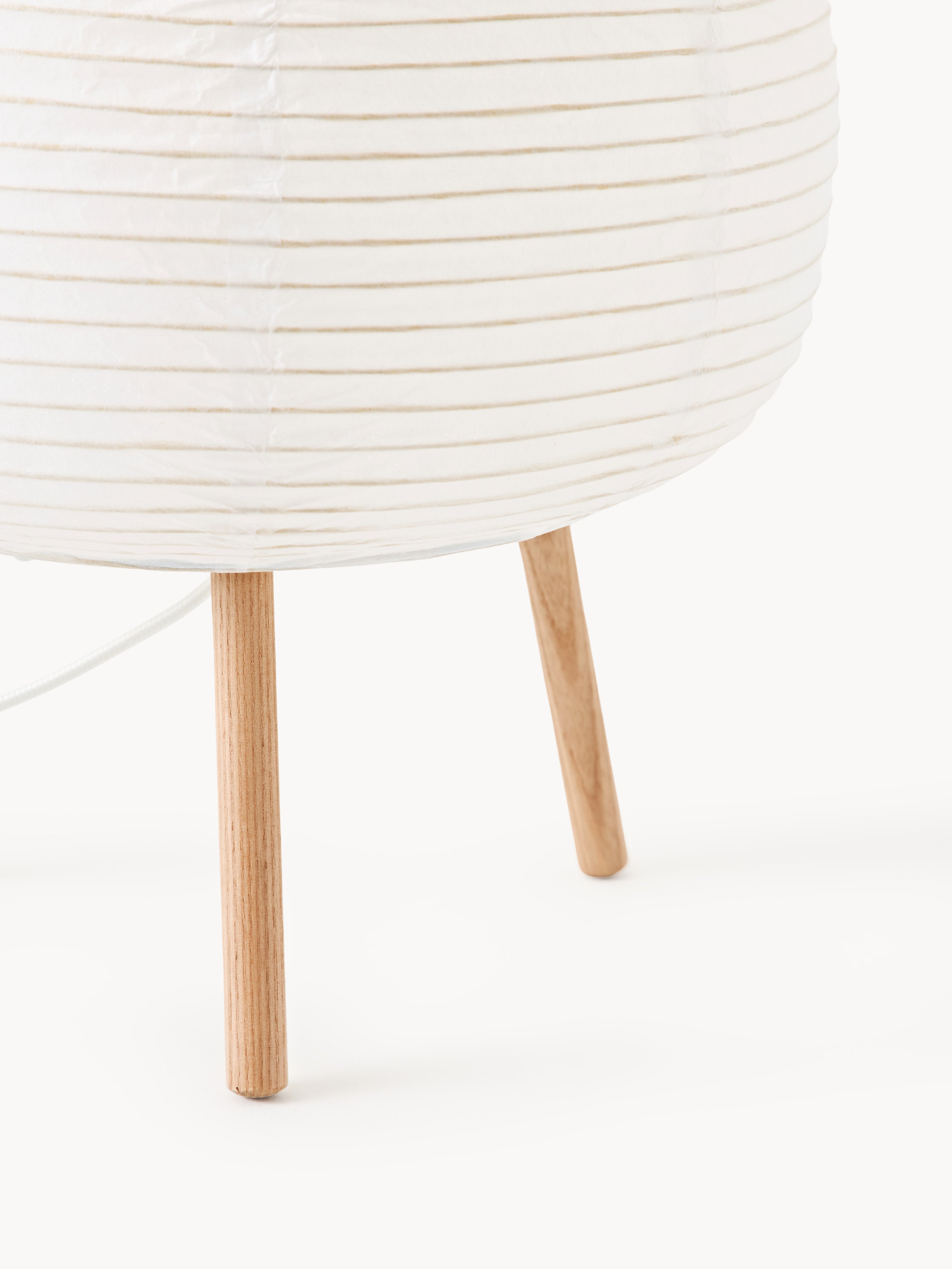 Lampadaire design en papier de riz Plato - Blanc, bois de frêne