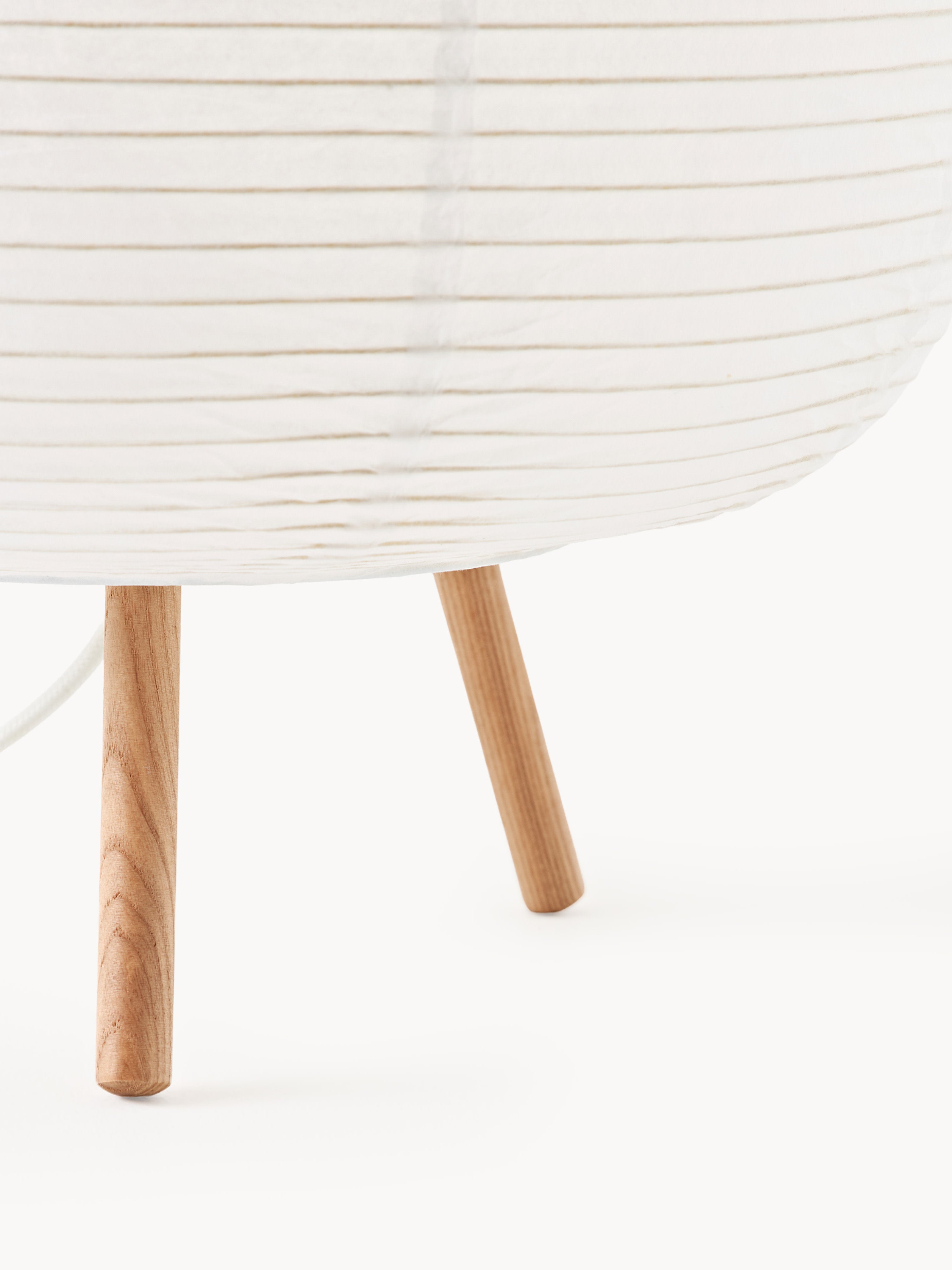 Lampe à poser en papier de riz Plato - Blanc, bois de frêne
