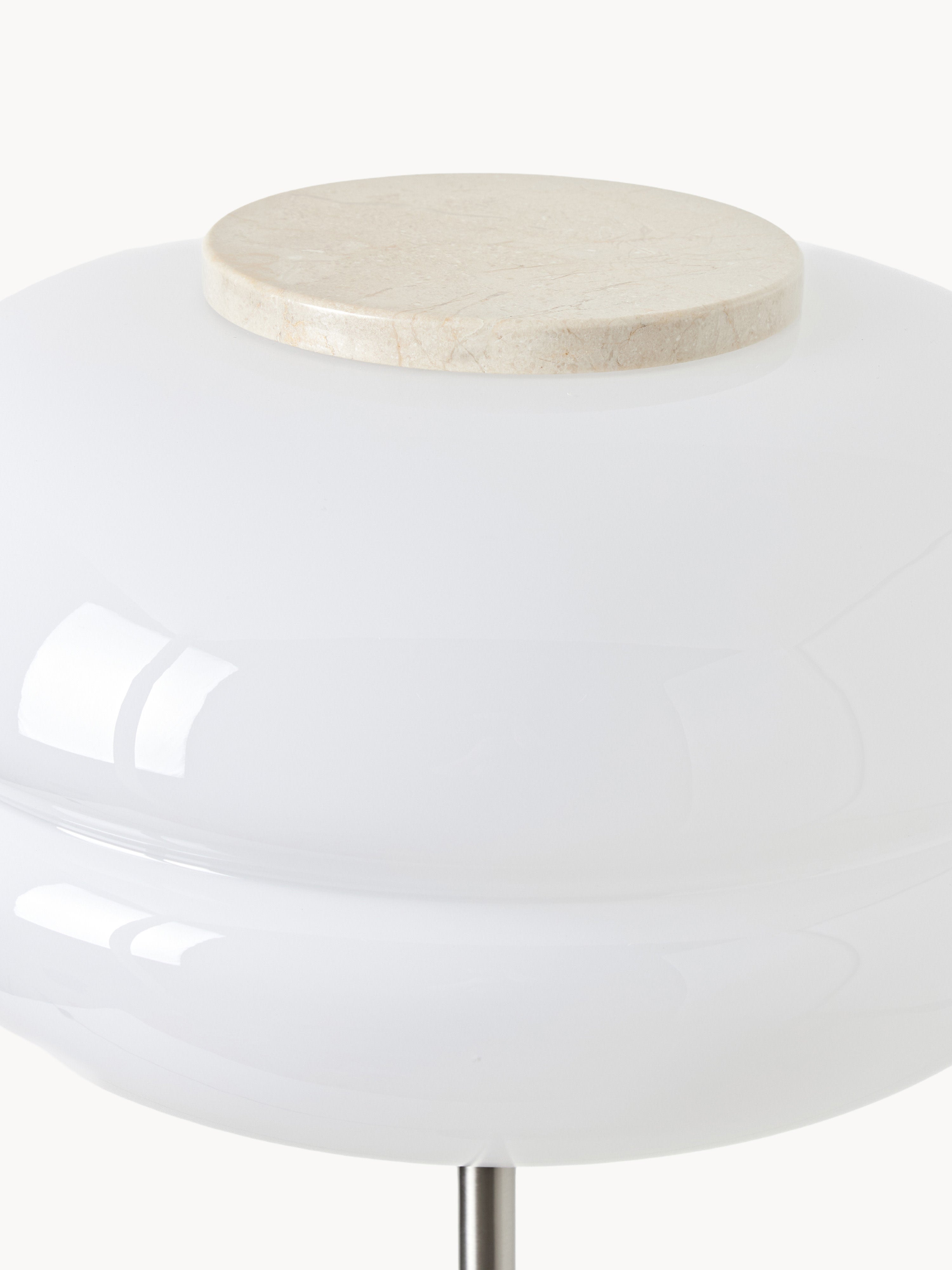 Lampadaire avec pied en marbre Oly - Marbre beige, blanc