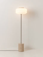 Lampadaire avec pied en marbre Oly - Marbre beige, blanc