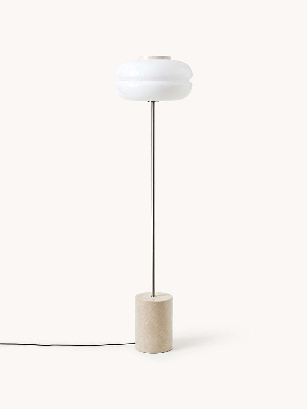 Lampadaire avec pied en marbre Oly - Marbre beige, blanc