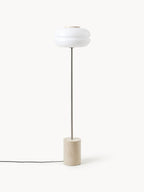 Lampadaire avec pied en marbre Oly - Marbre beige, blanc