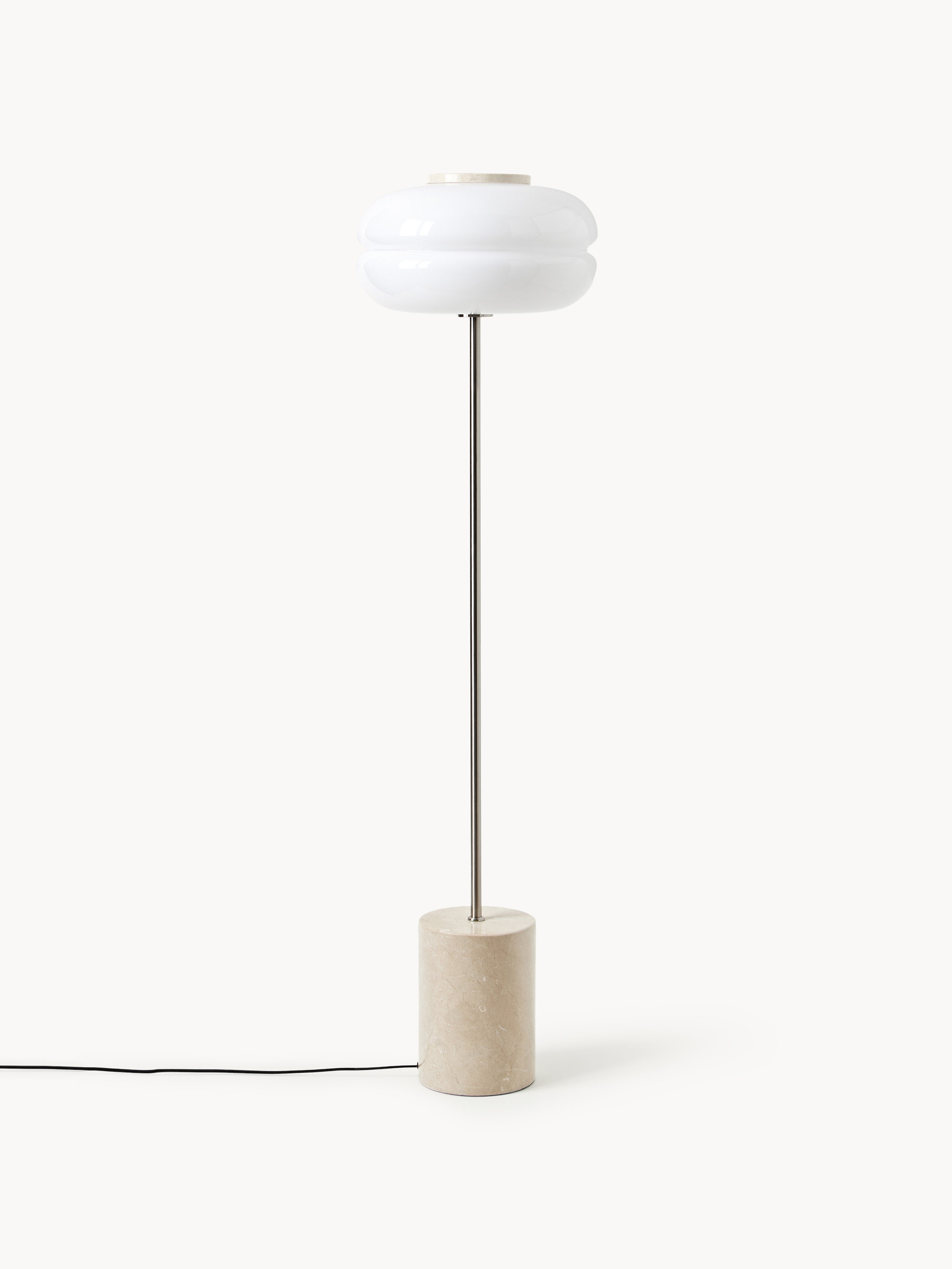 Lampadaire avec pied en marbre Oly - Marbre beige, blanc