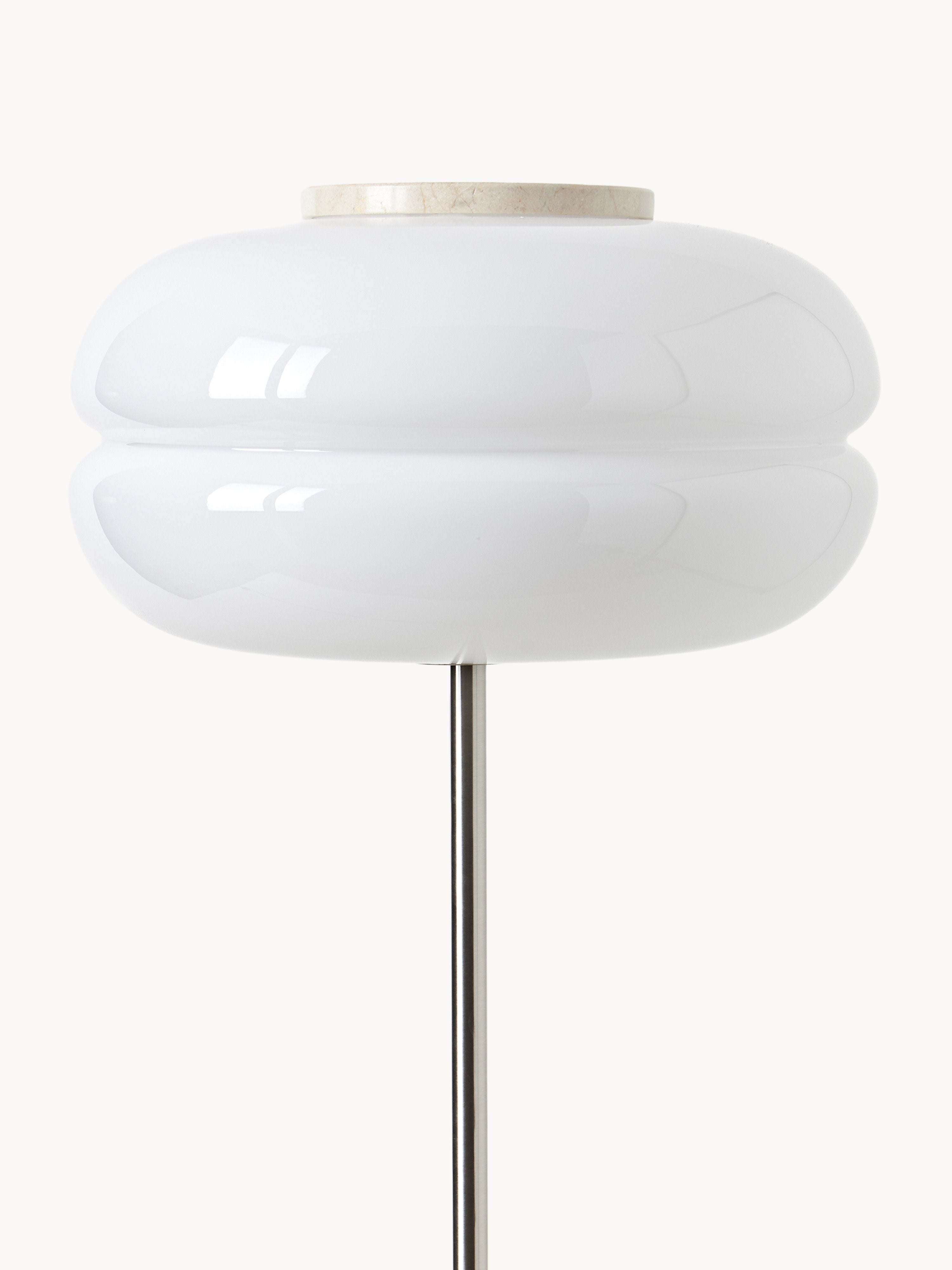 Lampadaire avec pied en marbre Oly - Marbre beige, blanc