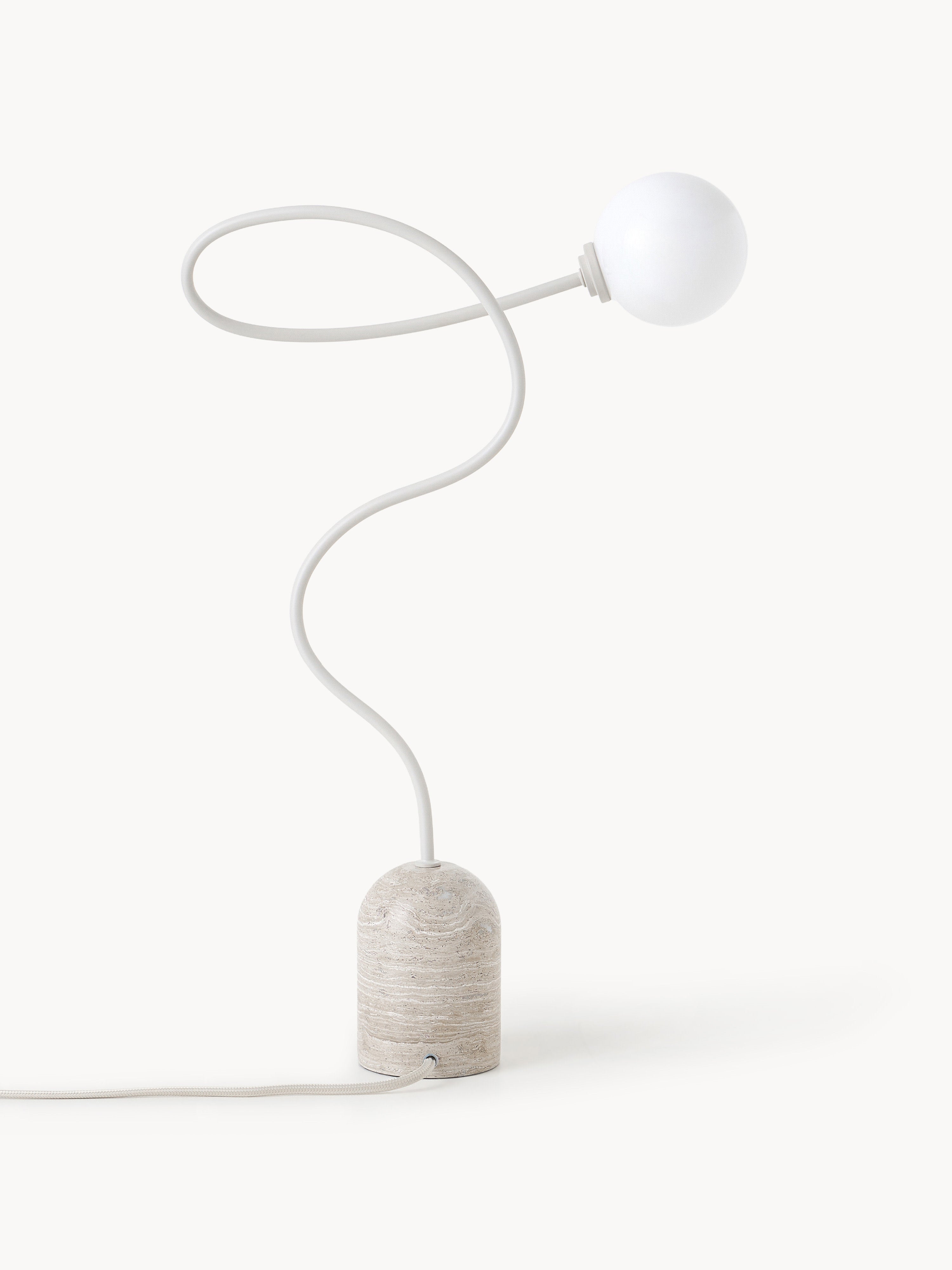 Lampe à poser avec pied en marbre Akseli - Beige, marbre