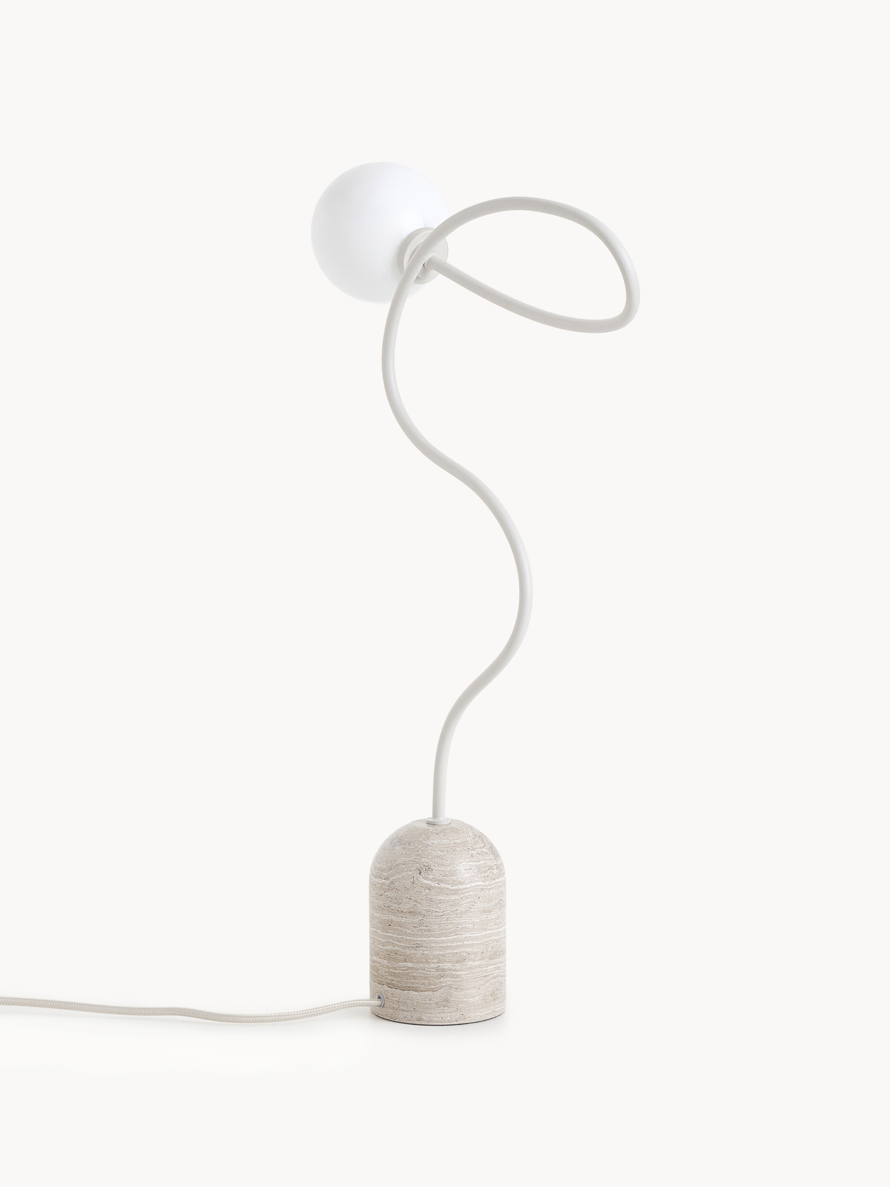 Lampe à poser avec pied en marbre Akseli - Beige, marbre