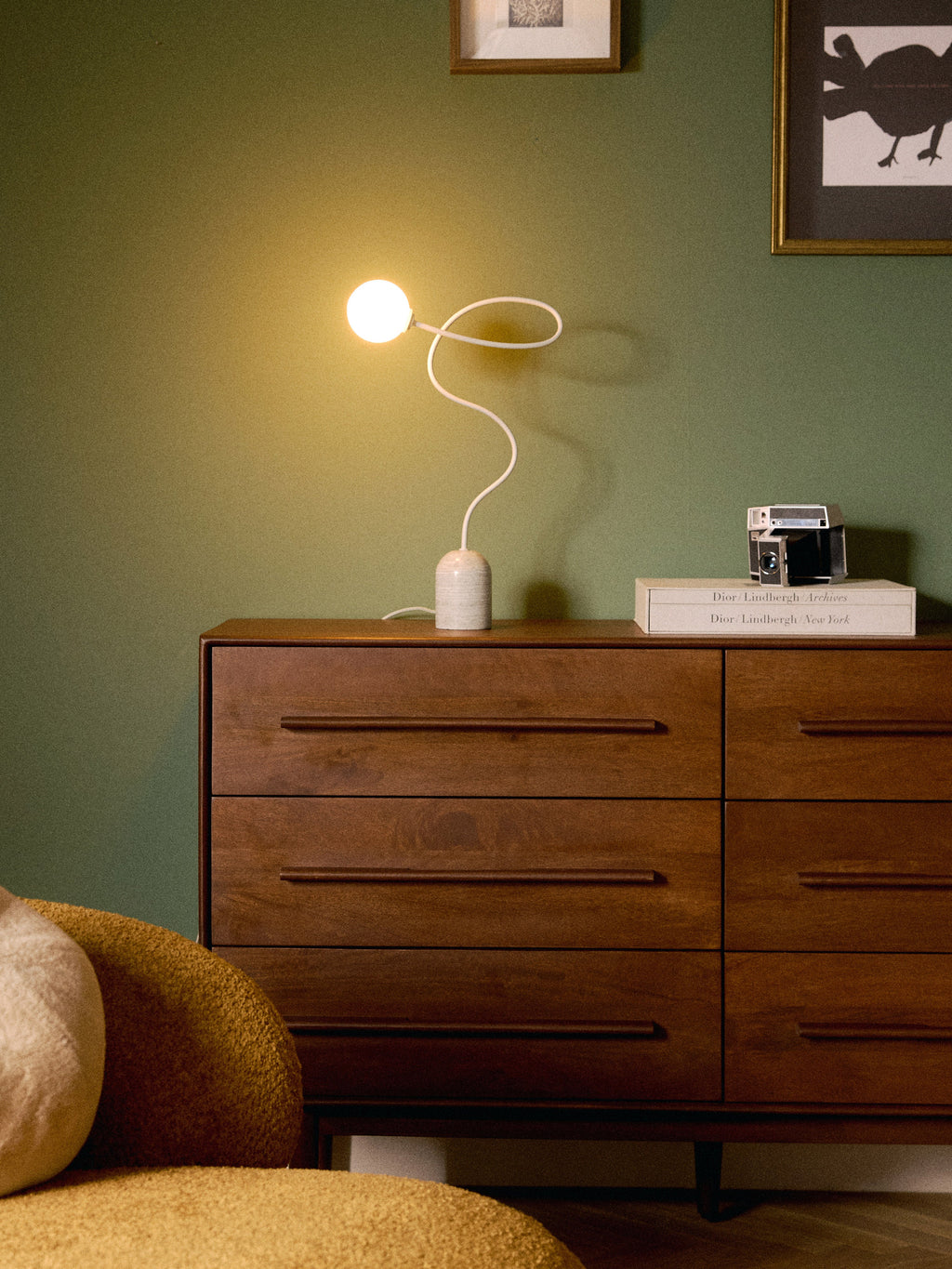 Lampe à poser avec pied en marbre Akseli - Beige, marbre
