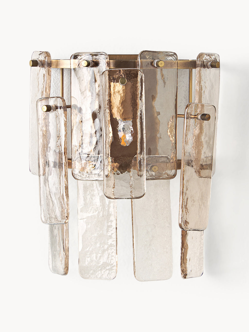 Applique murale en verre Wingate - Brun transparent, doré