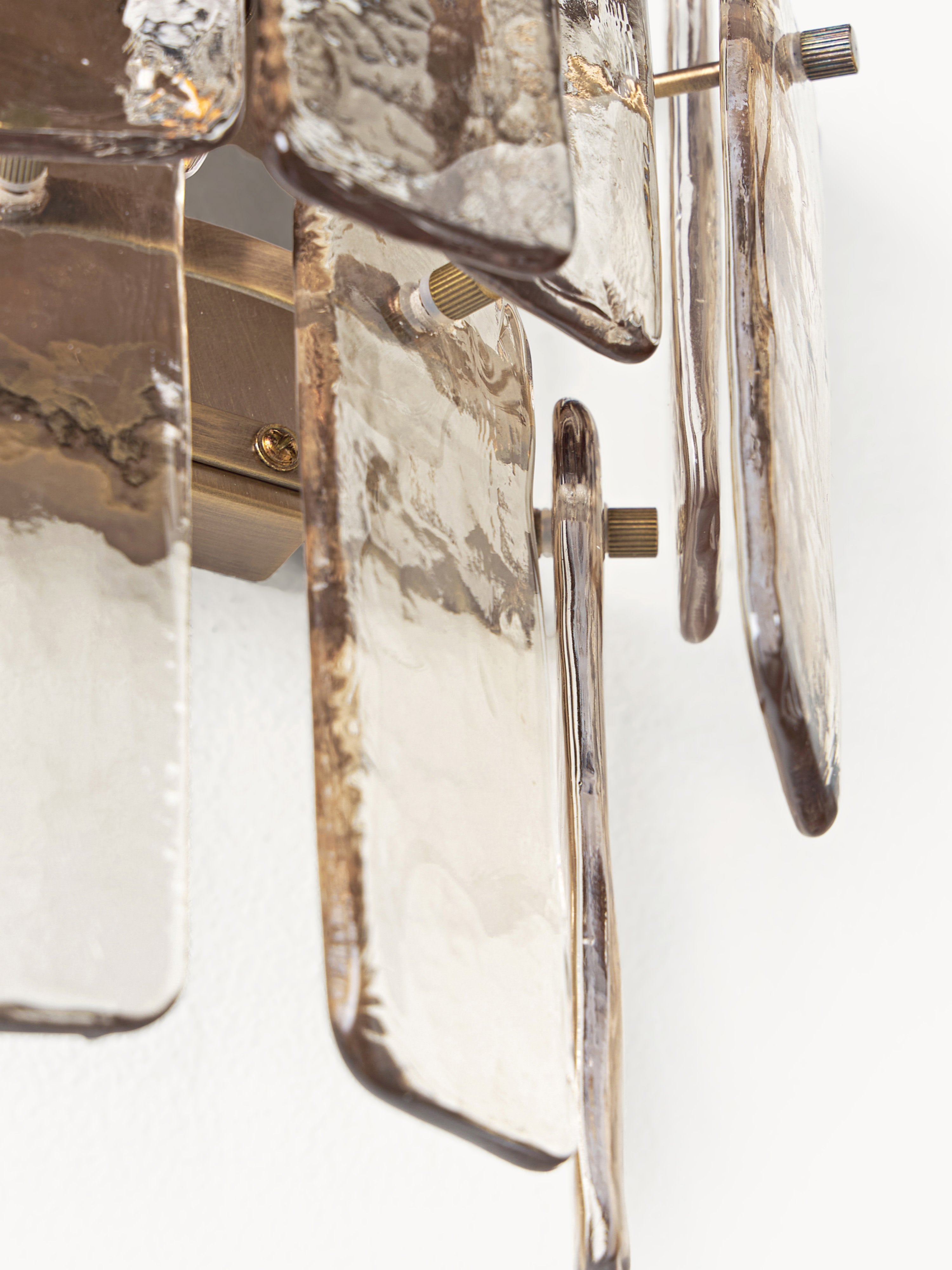 Applique murale en verre Wingate - Brun transparent, doré