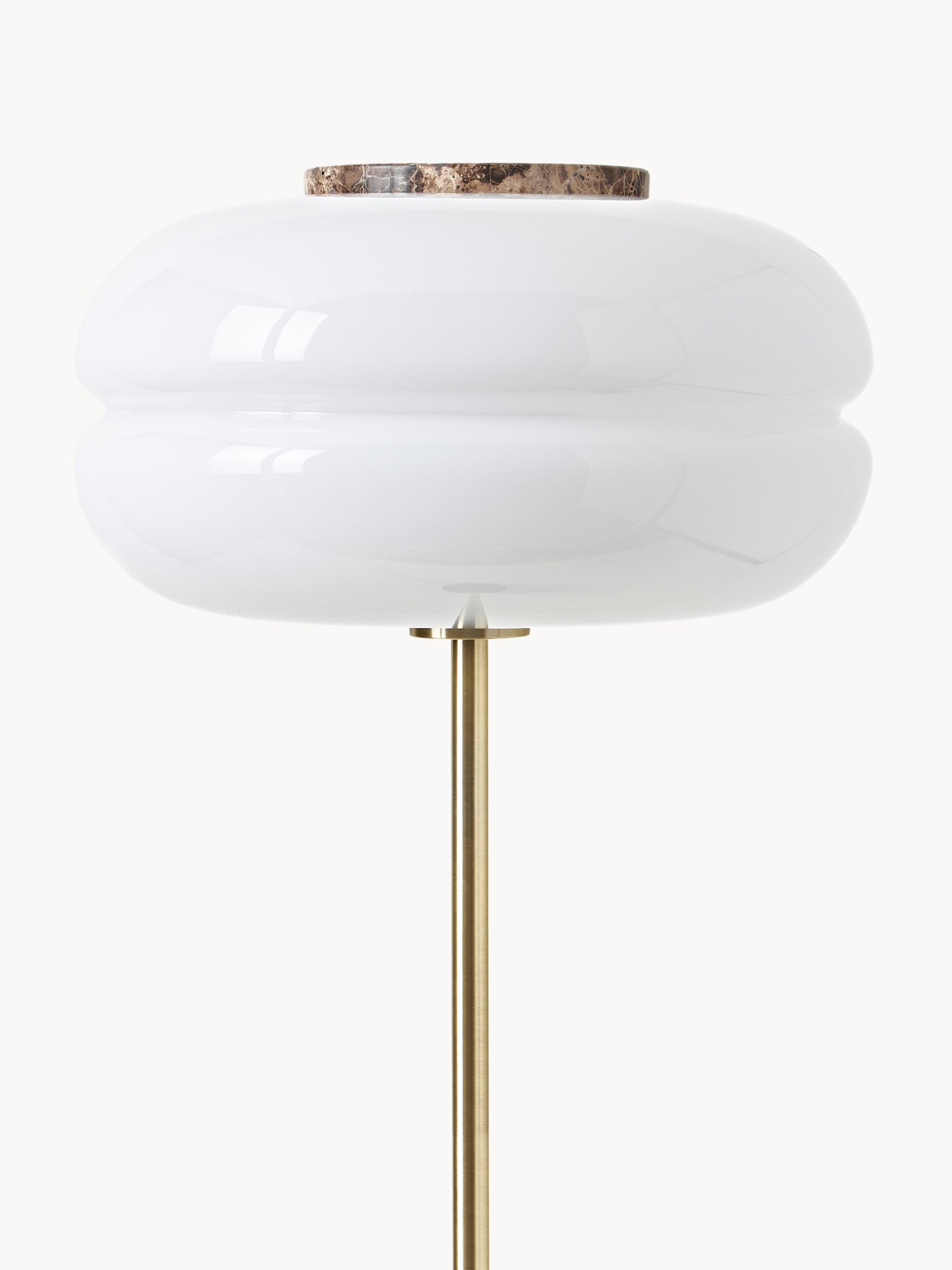 Lampadaire avec pied en marbre Oly - Marbre brun, blanc