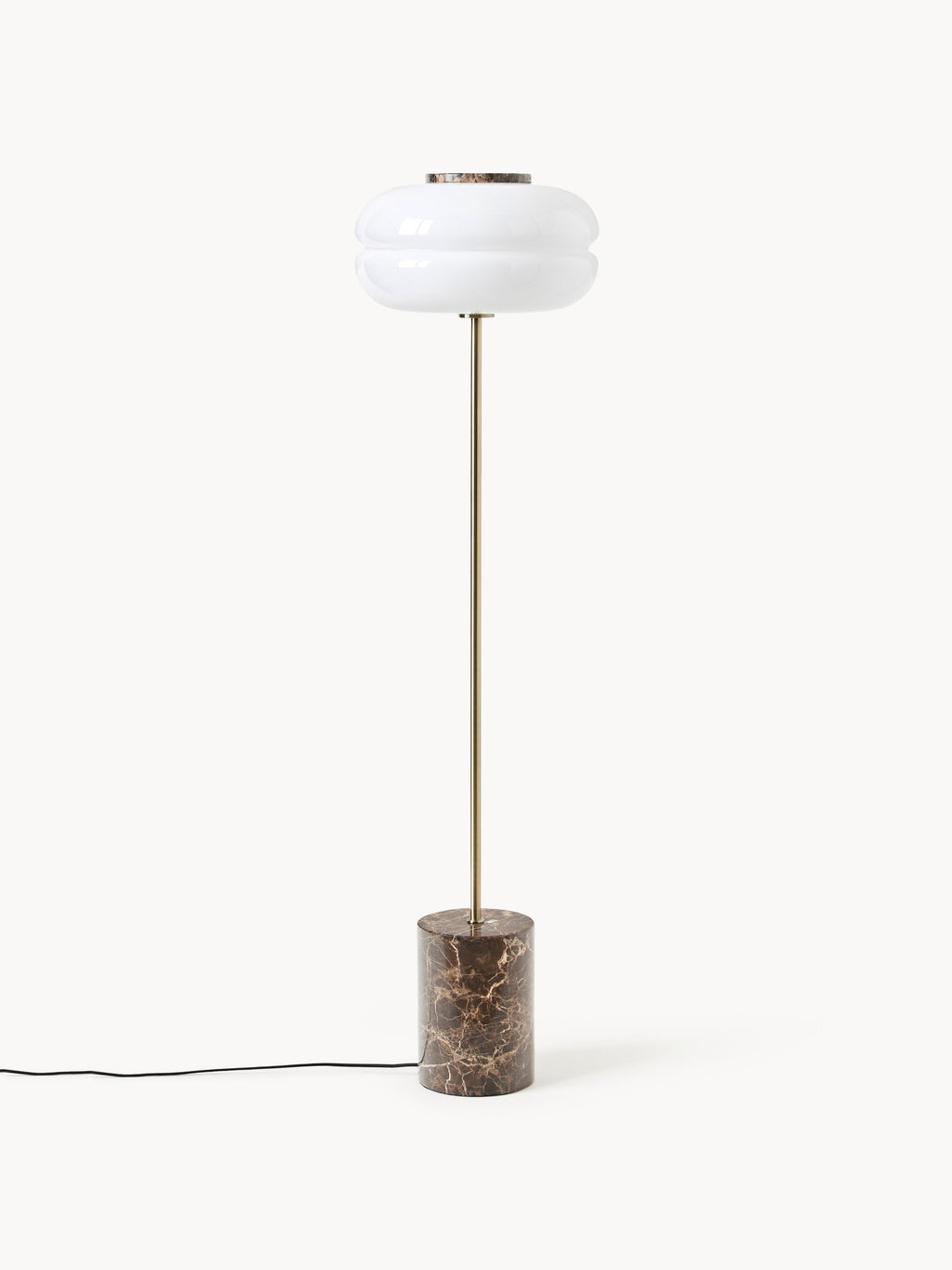 Lampadaire avec pied en marbre Oly - Marbre brun, blanc