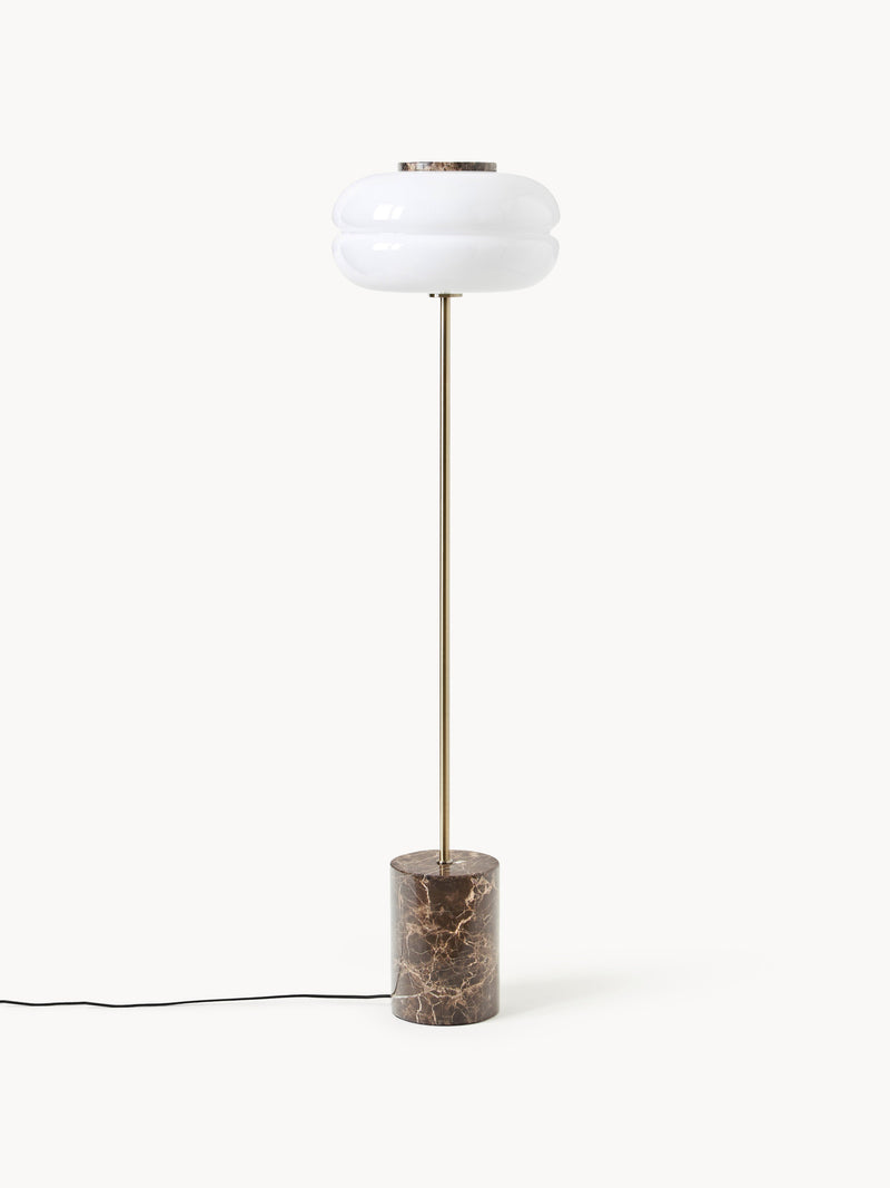 Lampadaire avec pied en marbre Oly - Marbre brun, blanc