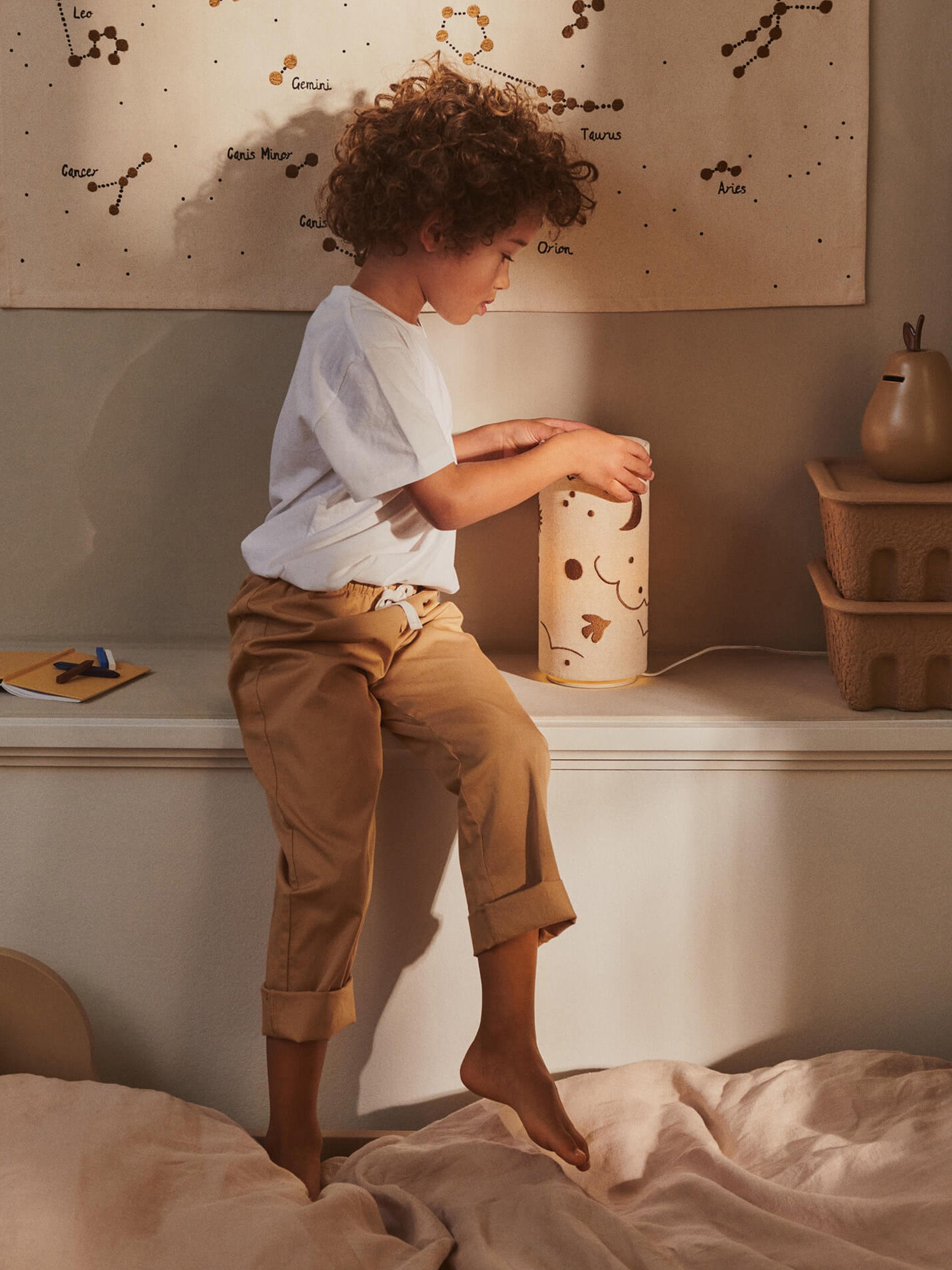 Lampe à poser LED à intensité variable Elbert - Beige clair, terracotta