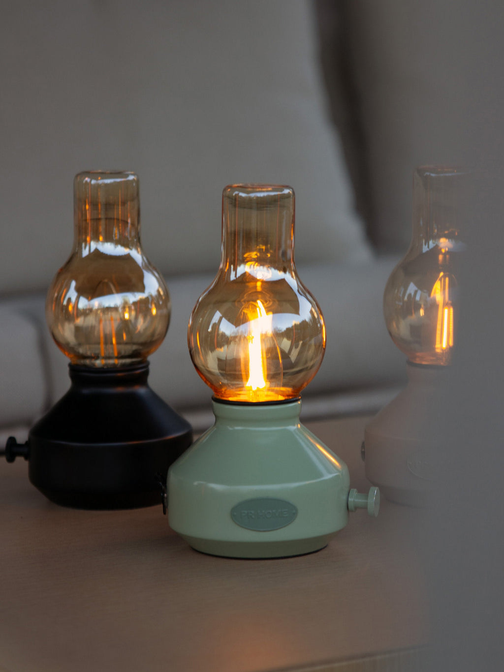 Petite lampe à poser LED d'extérieur Eelis, intensité lumineuse variable - Vert sauge