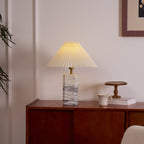 Lampe à poser moderne Devan en Blanc abat-jour et blanc marbre