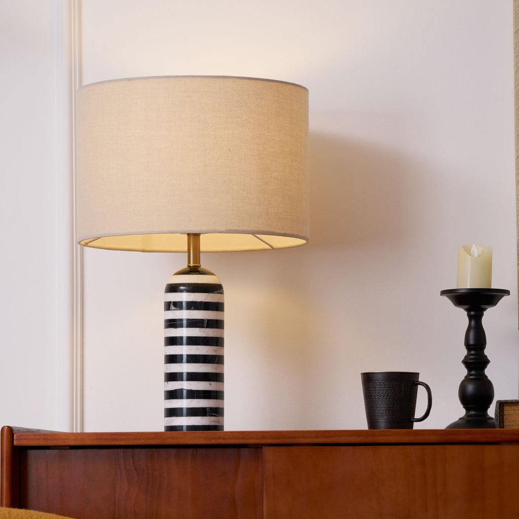 Lampe à poser moderne Gudvard en Marbre Noir et blanc