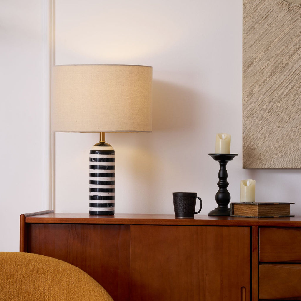 Lampe à poser moderne Gudvard en Marbre Noir et blanc