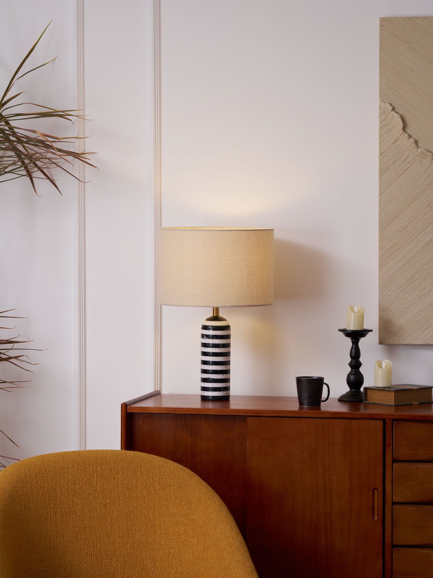 Lampe à poser moderne Gudvard en Marbre Noir et blanc