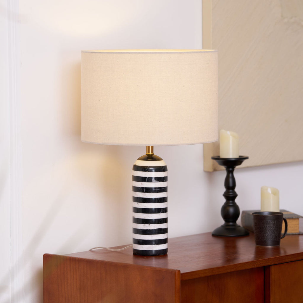 Lampe à poser moderne Gudvard en Marbre Noir et blanc