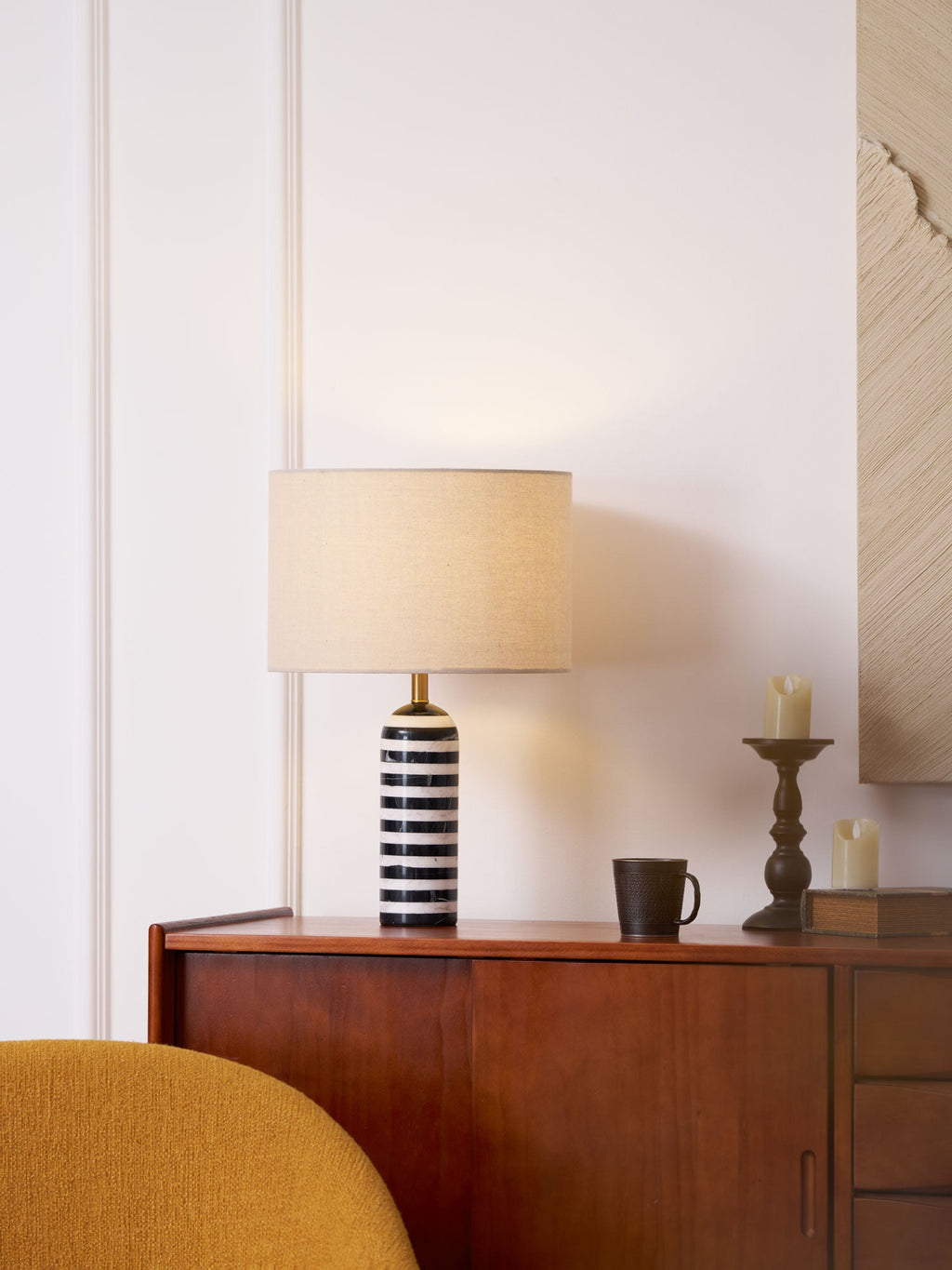 Lampe à poser moderne Gudvard en Marbre Noir et blanc