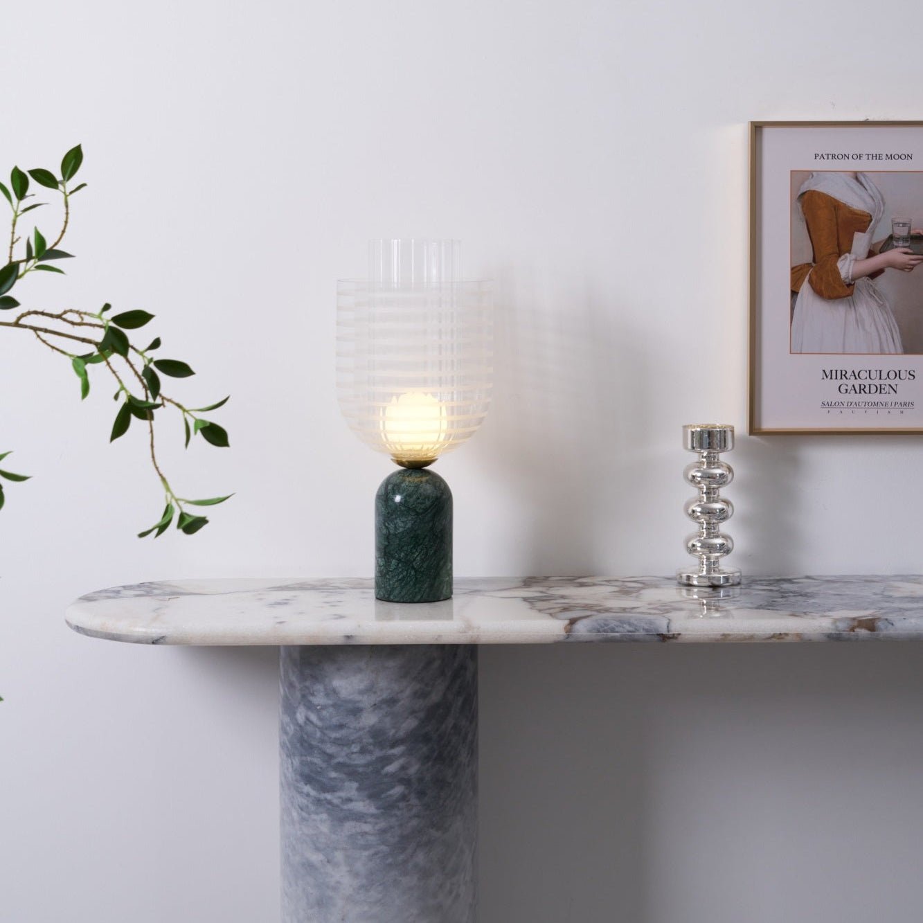 Lampe à poser moderne Banks en Marbre Vert et transparent